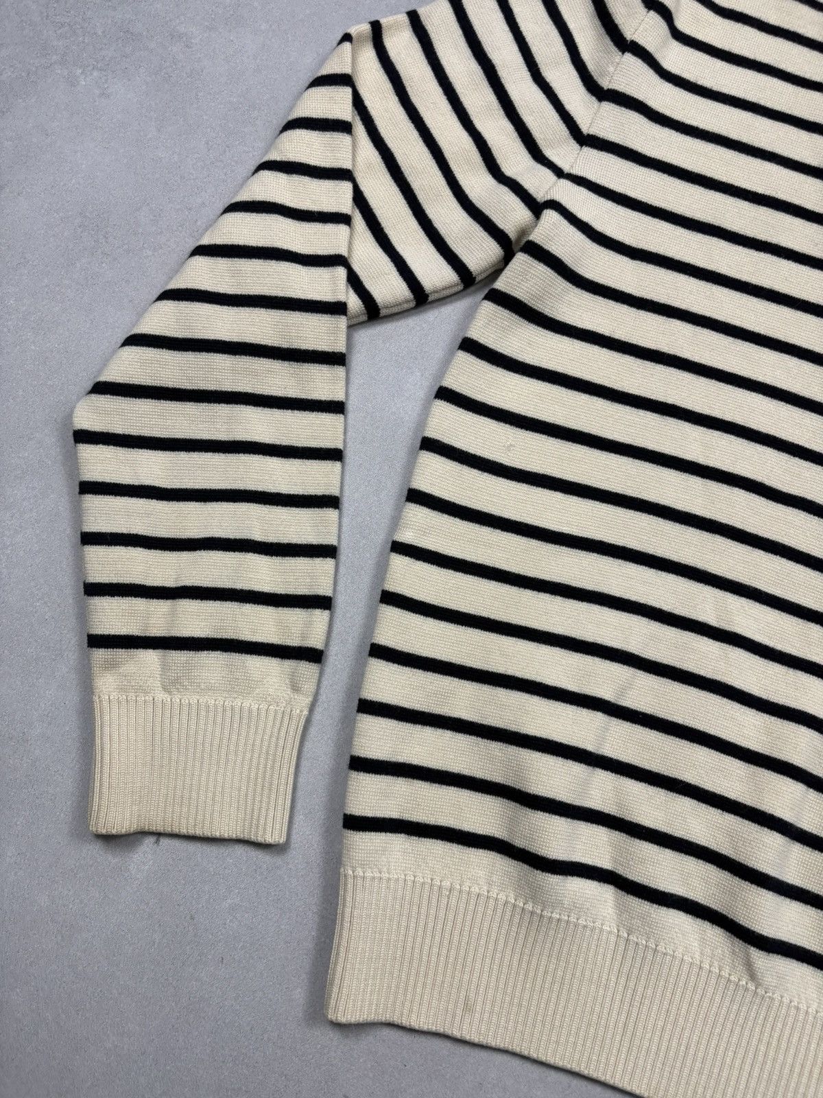 AMI AMI Merino Wool Striped Knit Sweater Button Shoulder Breton Size M / US 6-8 / IT 42-44 - 4 Thumbnail