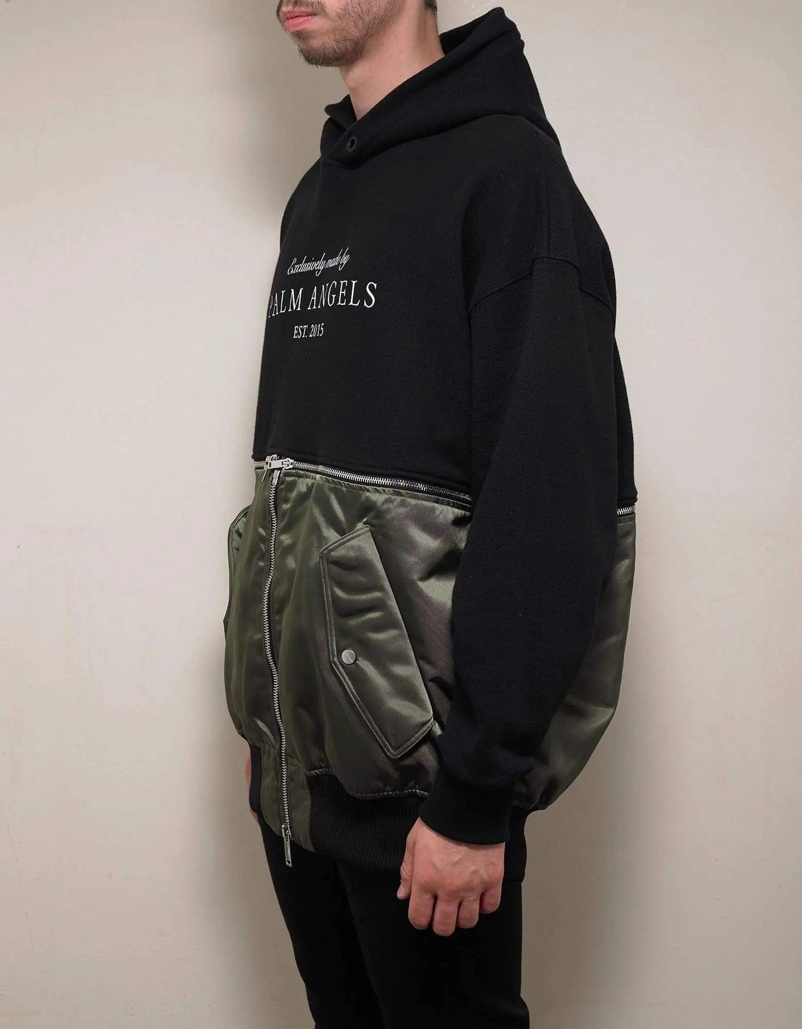 Palm Angels Palm Angels Black Hybrid Hoodie Size US L / EU 52-54 / 3 - 6 Thumbnail