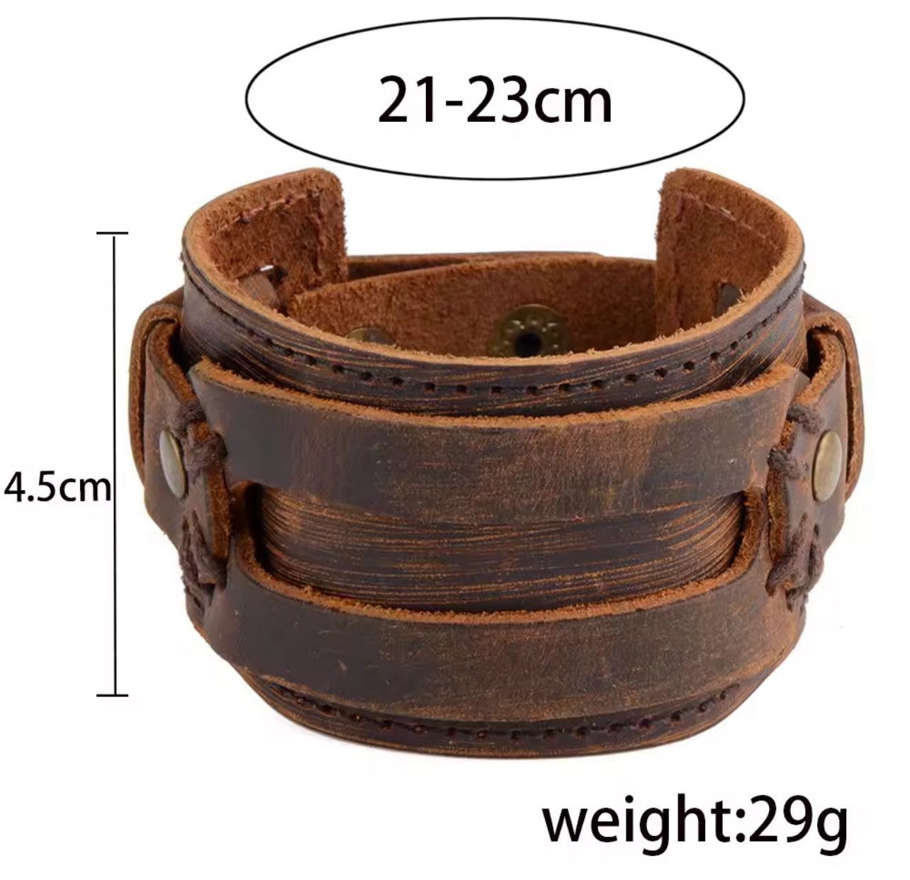 Leather × Vintage Chanfar Hot Fashion Punk Rivet Wide Leather Bracelets Size ONE SIZE - 2 Thumbnail