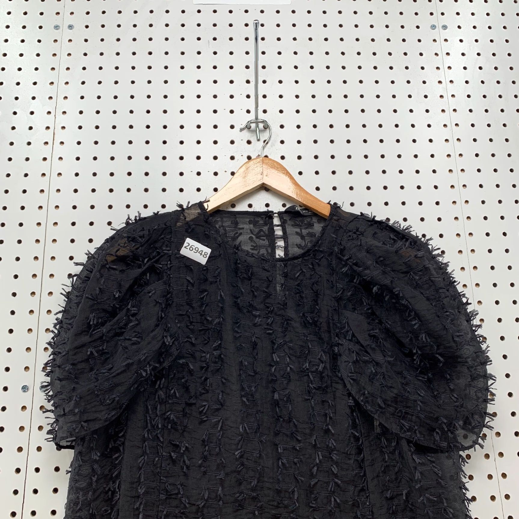 Zara Zara Top Ruffle Feathered Sheer Fluff Short Sleeve XS 20x19 Womens Size XS / US 0-2 / IT 36-38 - 2 Thumbnail