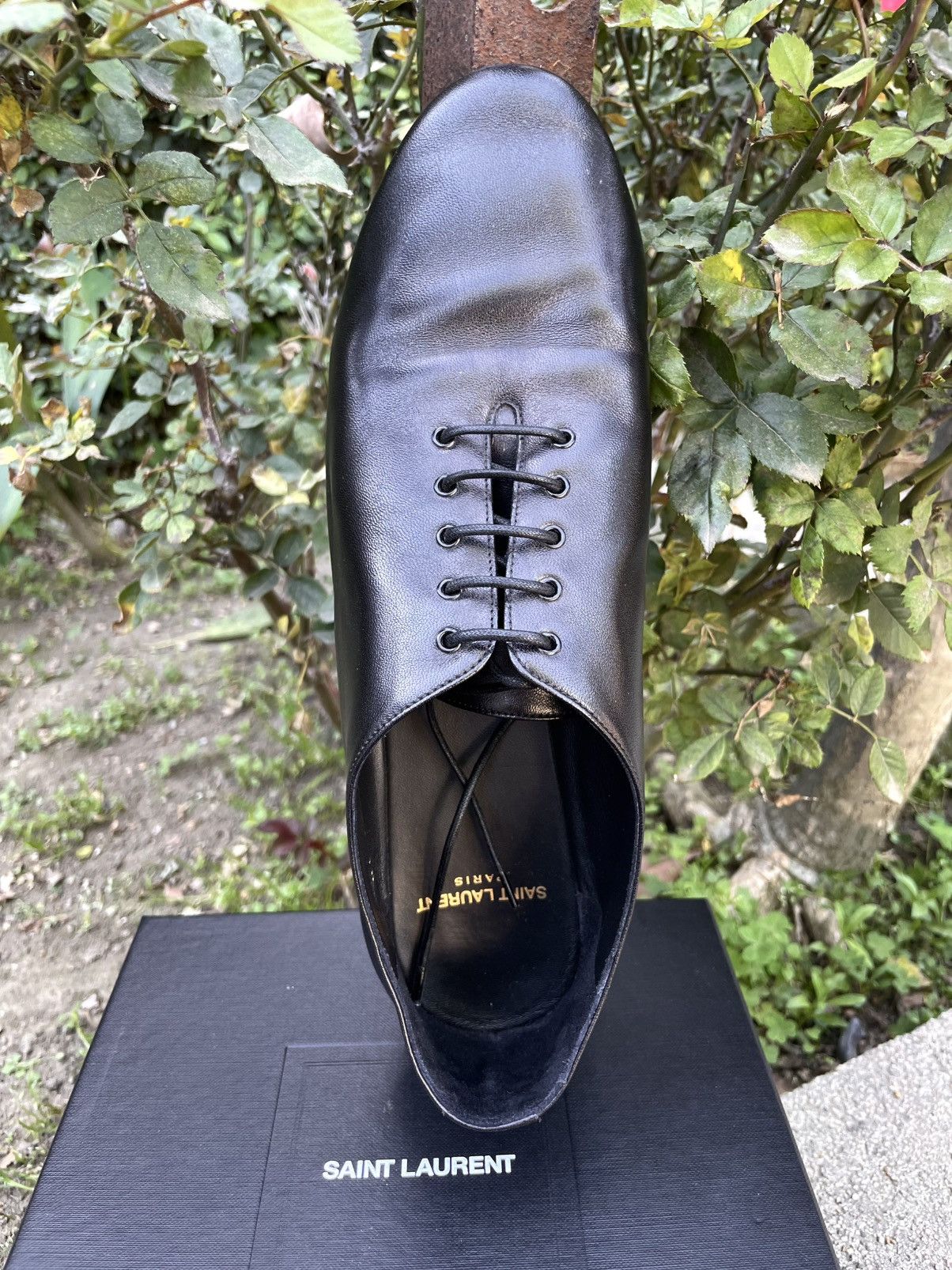 Saint Laurent Paris Saint Laurent Paris Lace Up Leather Shoes Black Low Top Size US 8 / EU 41 - 9 Thumbnail