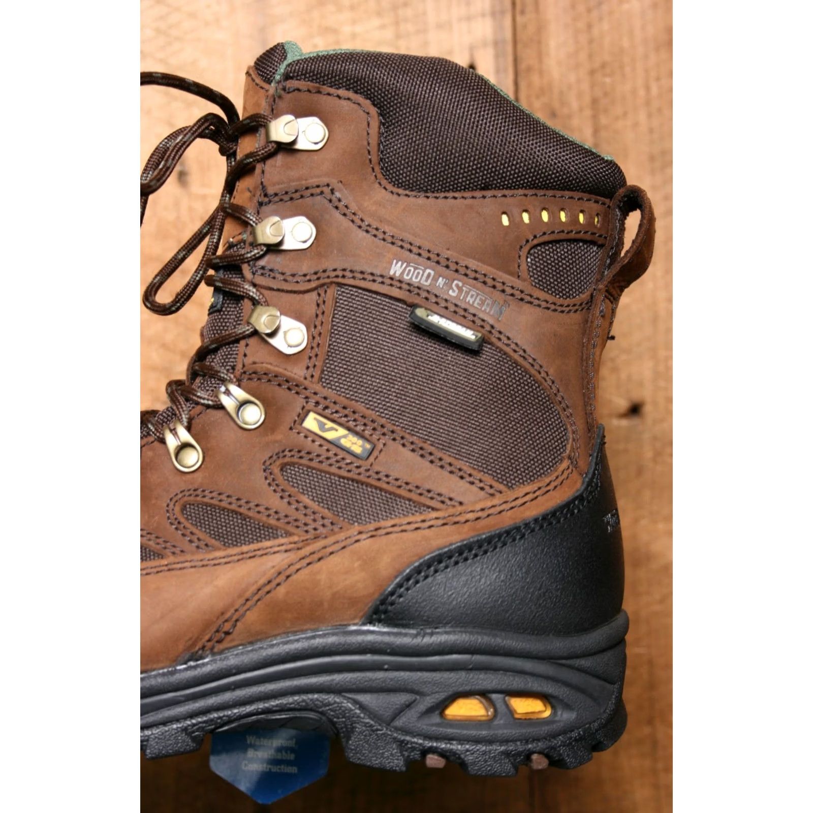 Vintage WOOD N' STREAM Instinct VGS 800g Insulated Boots Men's Sz. 8W Brown Leather Cordura Waterproof Hiking Boot Size US 8 / EU 41 - 7 Thumbnail