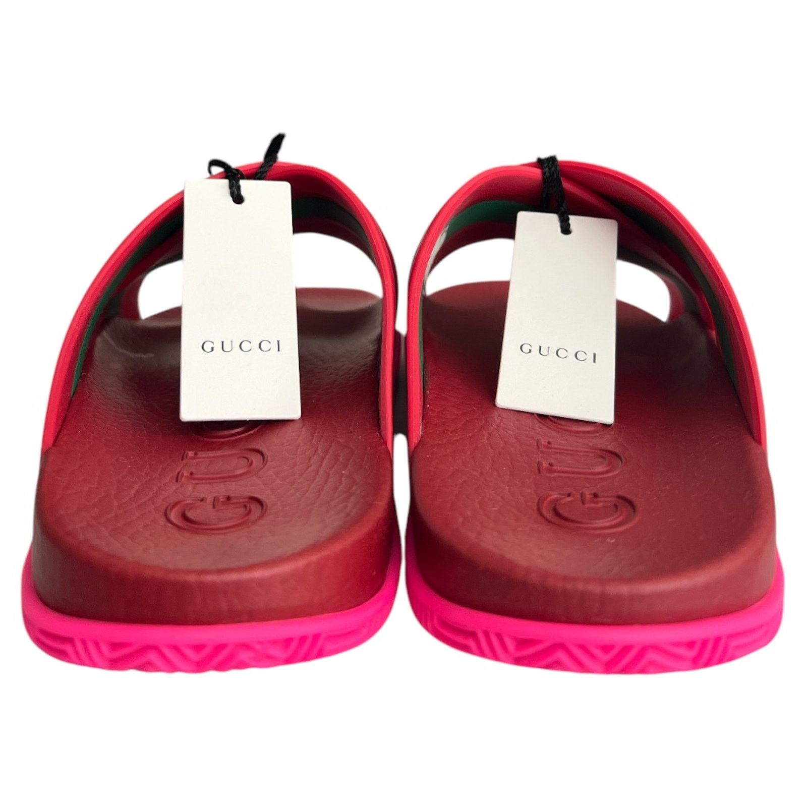 Gucci Gucci Red Green Striped Web Accent Rubber Sandals, IT37/US7 Size US 7 / IT 37 - 8 Thumbnail