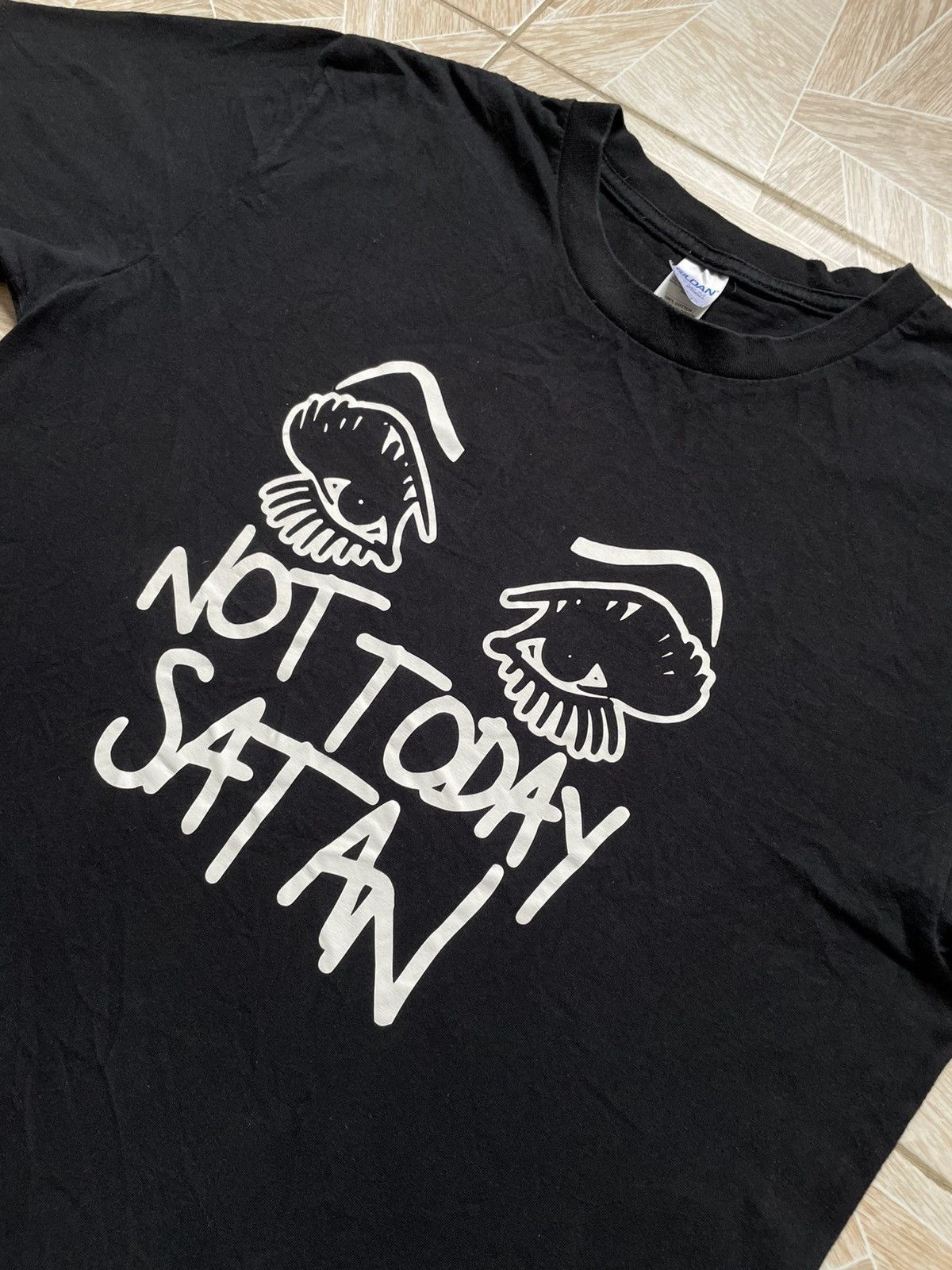 Band Tees × Vintage Vintage Not Today Satan Eyes Graphic Logo Tee Shirt Black Size US L / EU 52-54 / 3 - 2 Thumbnail