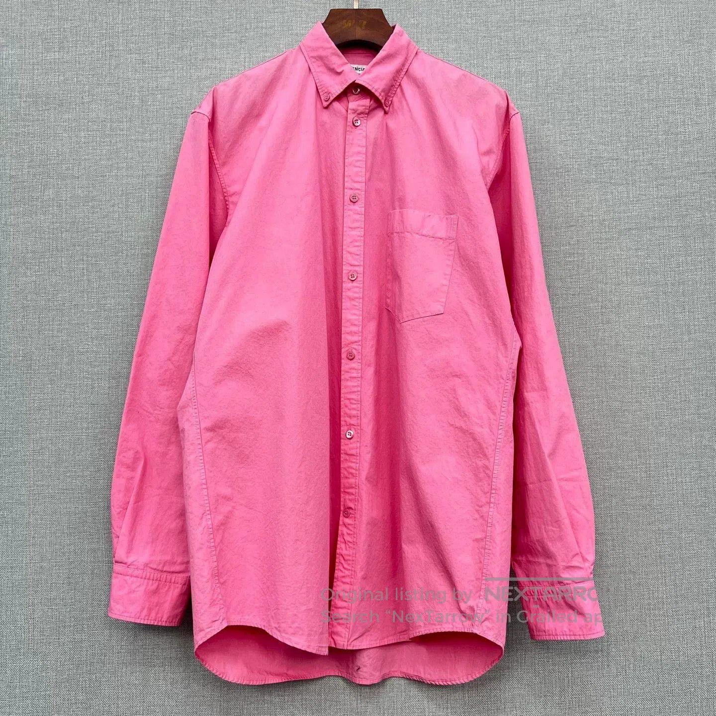 Balenciaga Balenciaga Pink Long Logo Print Shirt. Size XS / US 0-2 / IT 36-38 - 1 Thumbnail