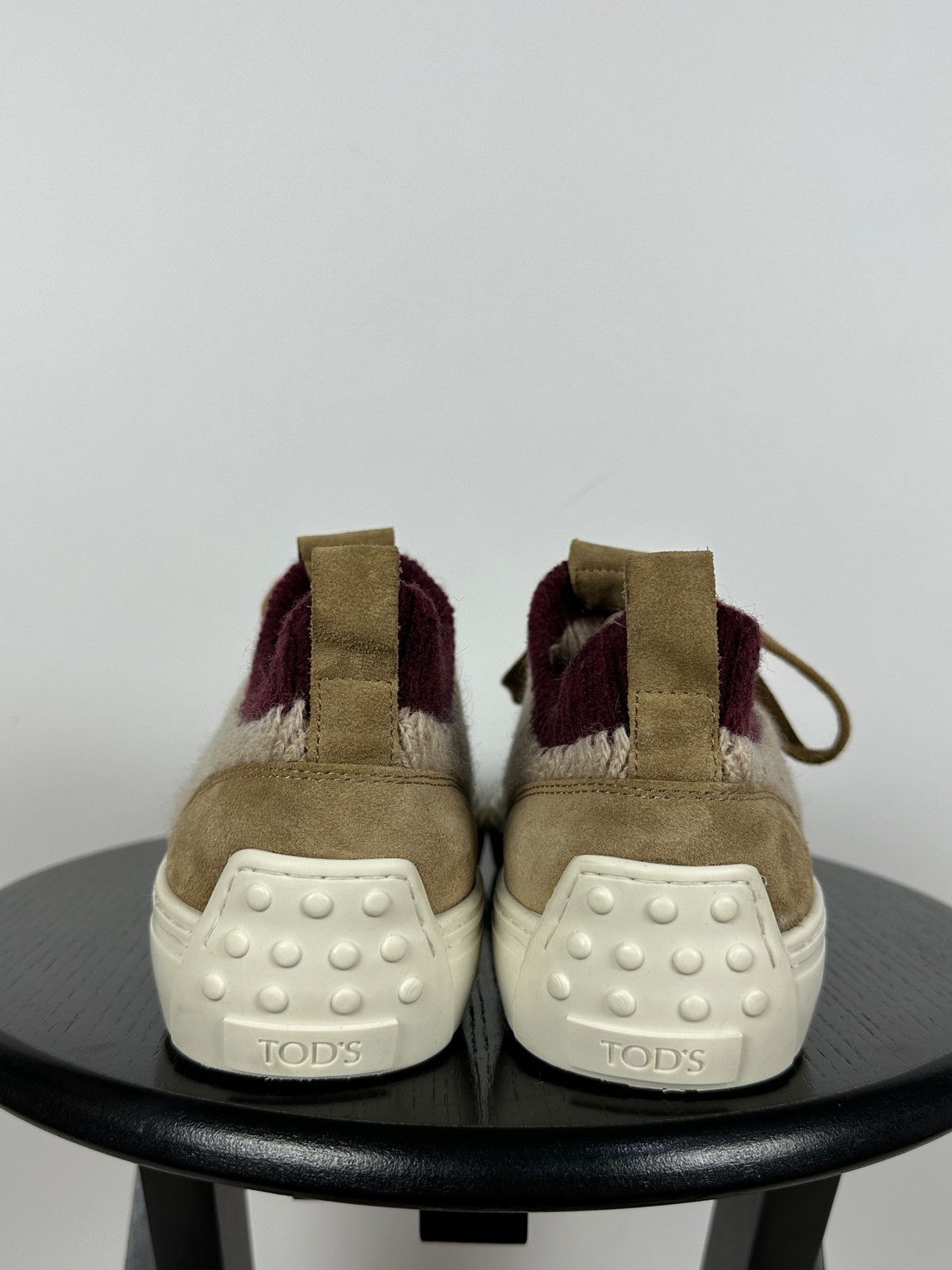 Tod's Tod’s Knit Suede Beige/Burgundy Low Top Lace Up Sneakers Size US 9 / EU 42 - 9 Thumbnail
