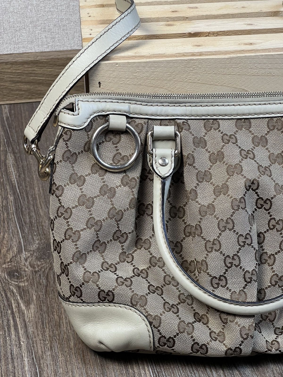 Gucci Gucci GG Canvas/Leather Sukey 2Way Shoulder Bag Beige Size ONE SIZE - 3 Thumbnail