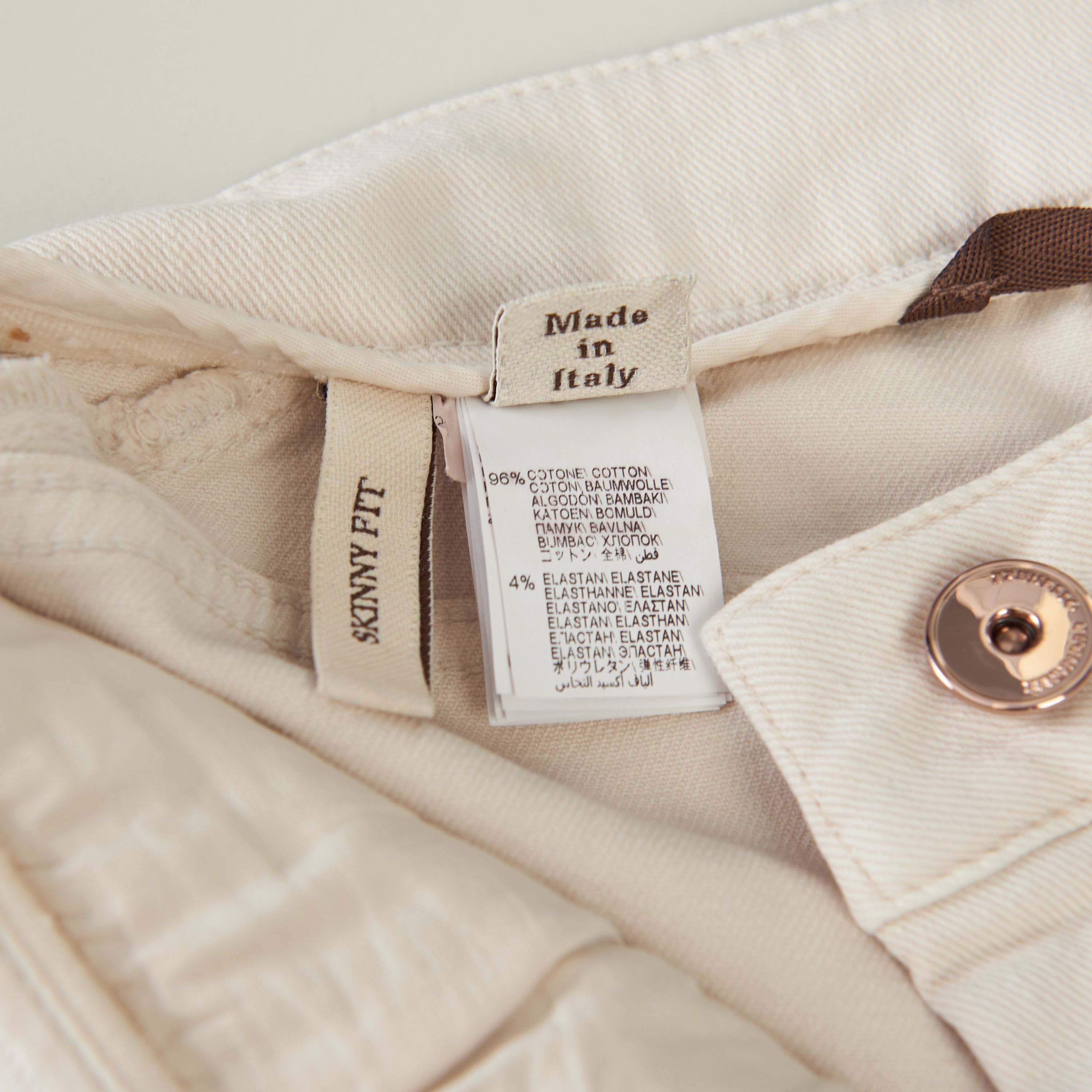 Brunello Cucinelli White Stretch Dyed Denim Five-Pocket Trousers Size 28" / US 6 / IT 42 - 9 Thumbnail