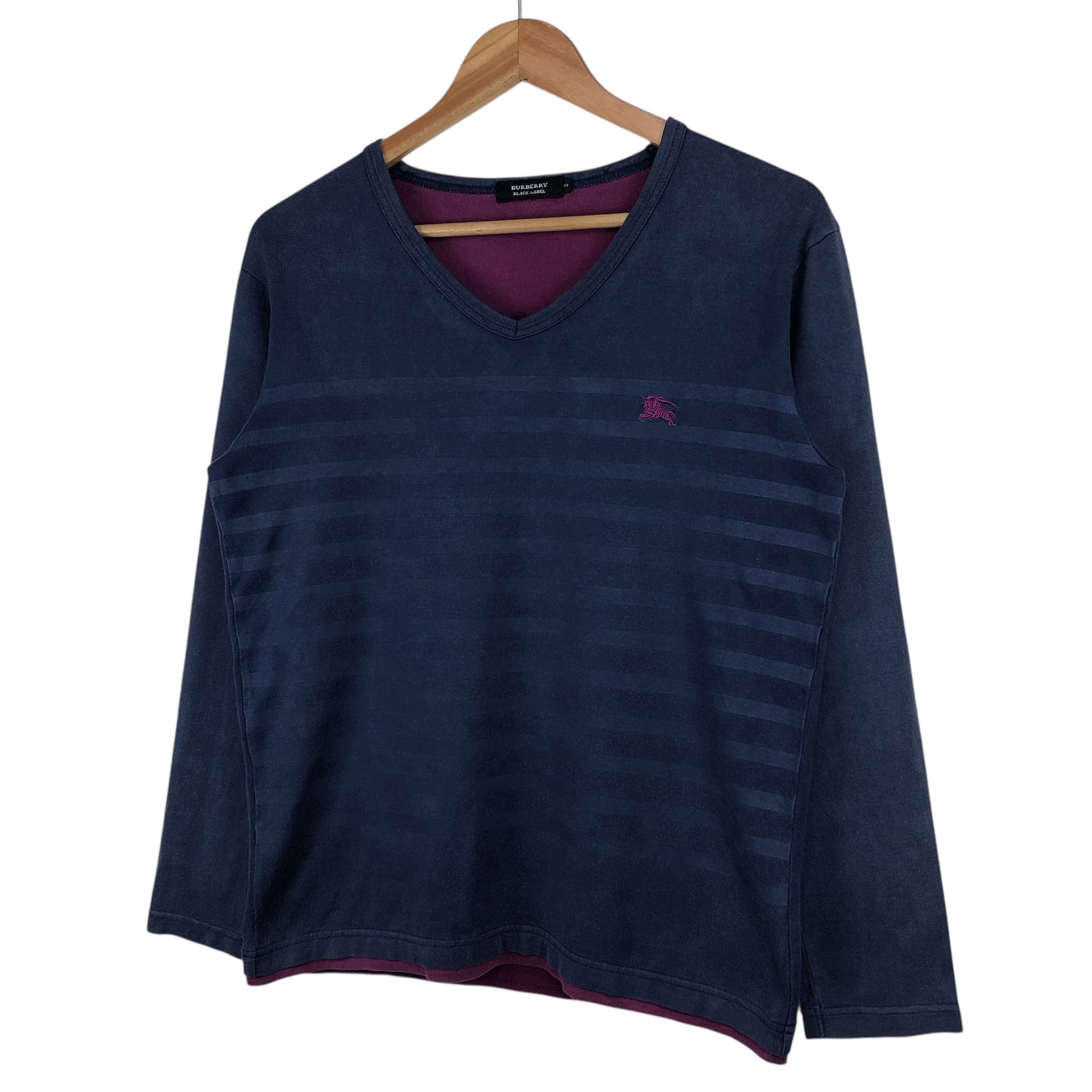 Burberry Burberry Black Label V-Neck Long Sleeve Stripe Tee S Size US S / EU 44-46 / 1 - 7 Thumbnail