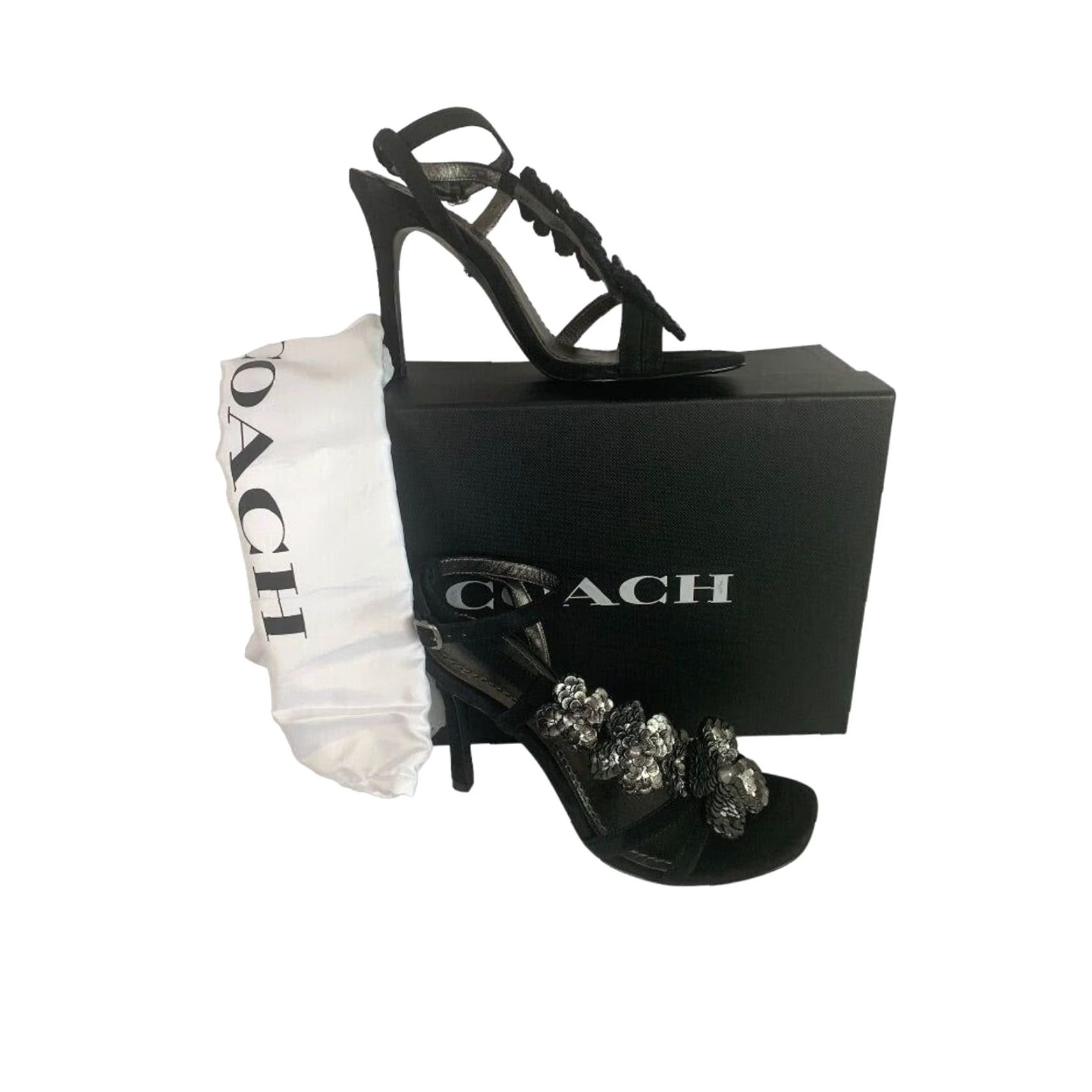 Coach Coach Bianca Sandal Leather Paillettes Heeled Sandals Black 4" Heel G3169 7.5B Women Strappy Shoes Size US 8 / IT 38 - 2 Thumbnail