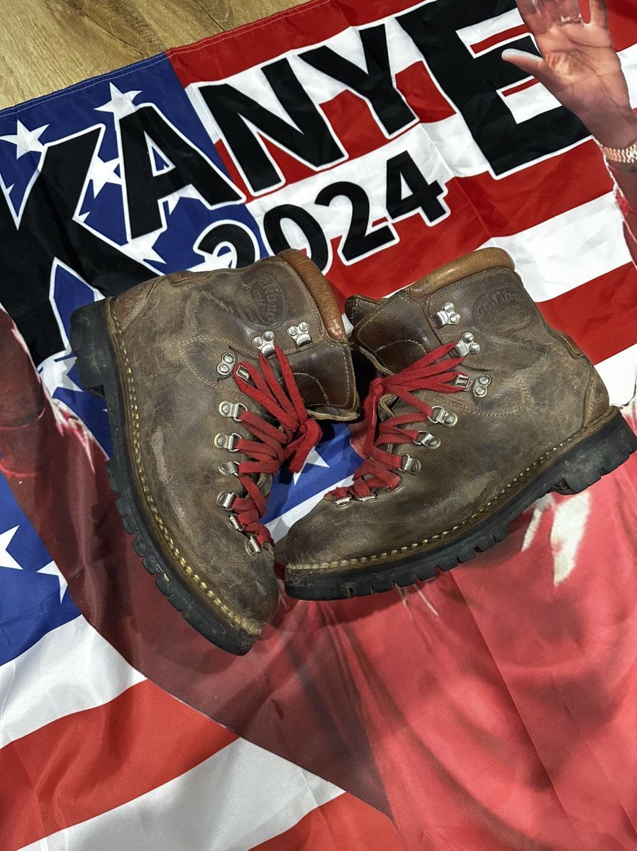 image of Via Dei Calzauoli x Vibram Vintage Calzaturifico The Alps By Fabiano Leather Hiking Boots Vibram in