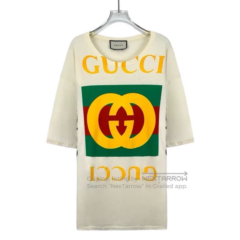 Gucci Gucci Beige logo letter print cotton round-neck short-slee Size US XXS / EU 40 - 1 Thumbnail