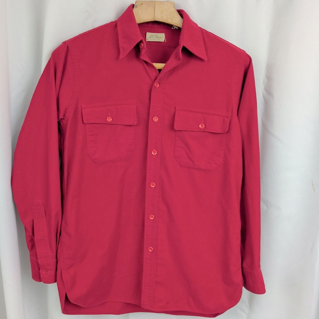 L.L. Bean × Vintage LL Bean Vintage Cursive Label Era Red Chamois Cotton Shirt Size US M / EU 48-50 / 2 - 1 Thumbnail