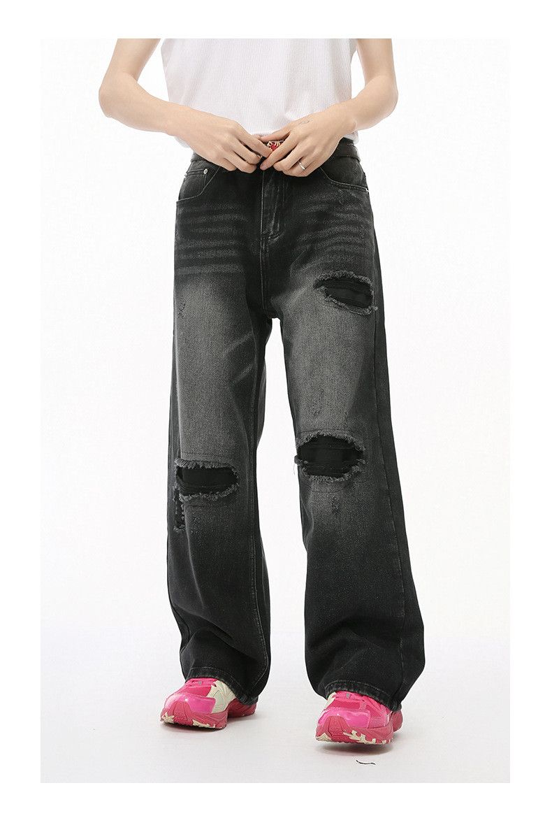 Japanese Brand × Jean Street retro distressed washed ripped jeans wide leg Size US 32 / EU 48 - 3 Thumbnail