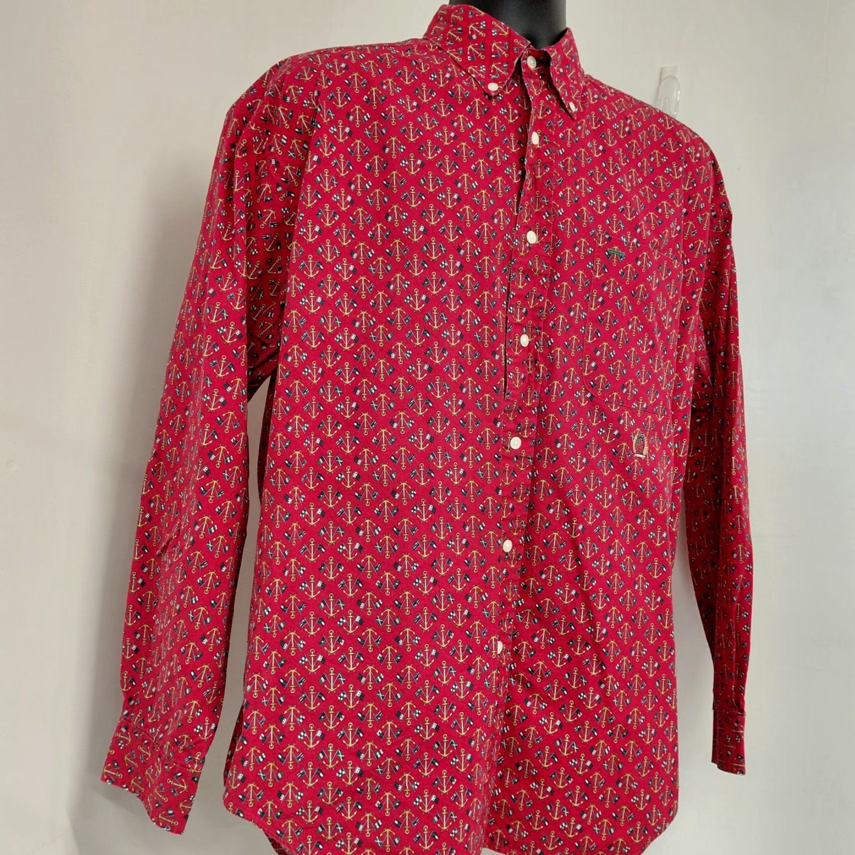 Tommy Hilfiger Tommy Hilfiger Logo Shirt Men L Red Preppy All Over Print Nautical Yacht Flags Button-Up Collared Pocket Size US L / EU 52-54 / 3 - 2 Thumbnail