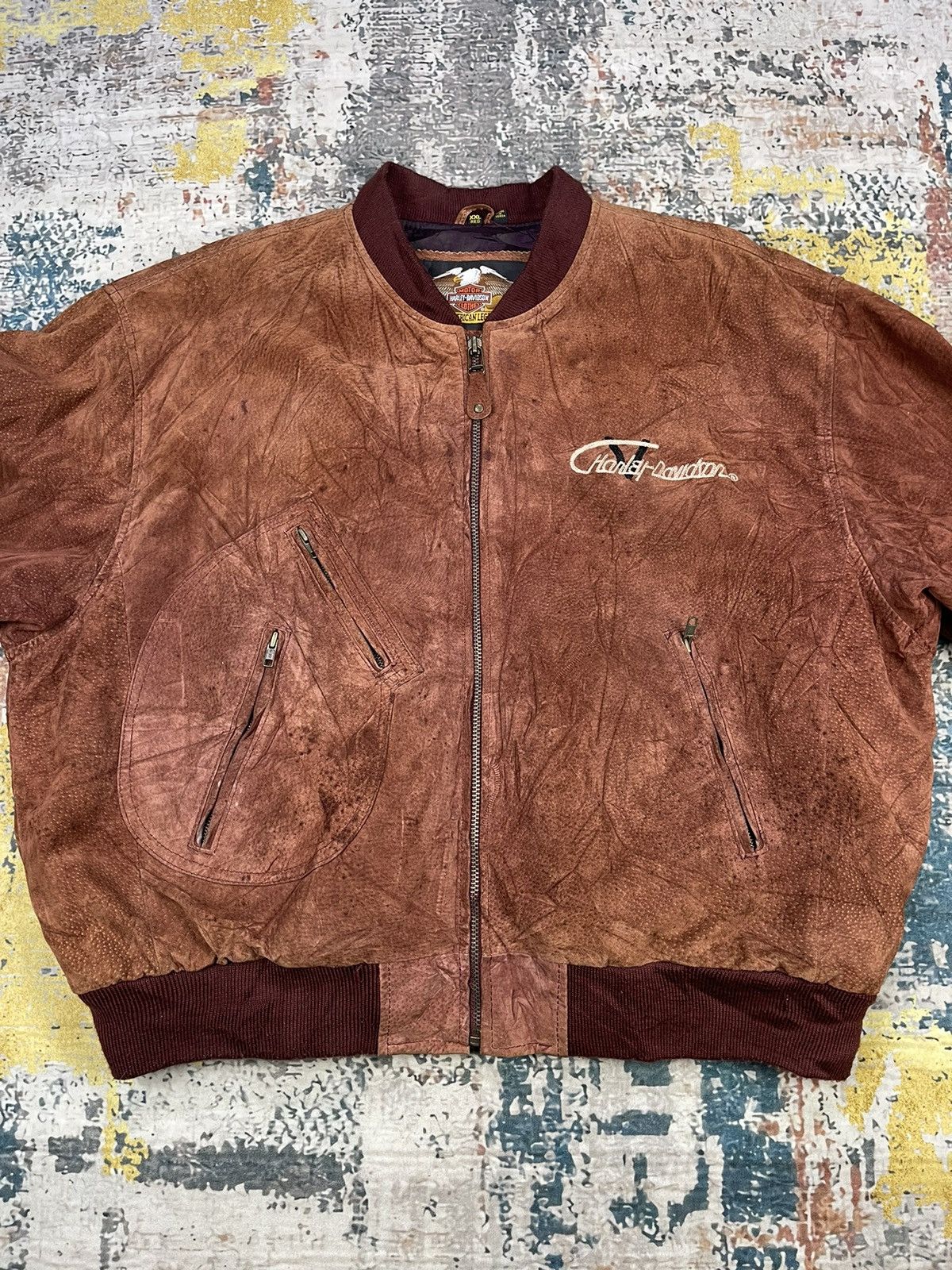 Harley Davidson Vtg Harley Davidson V-Twin Power Leather Bombers Size US XXL / EU 58 / 5 - 9 Thumbnail