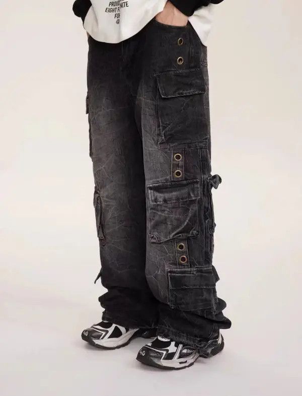 VIBE Vintage washed heavy duty multi-pocket rare jeans Size US 32 / EU 48 - 2 Thumbnail