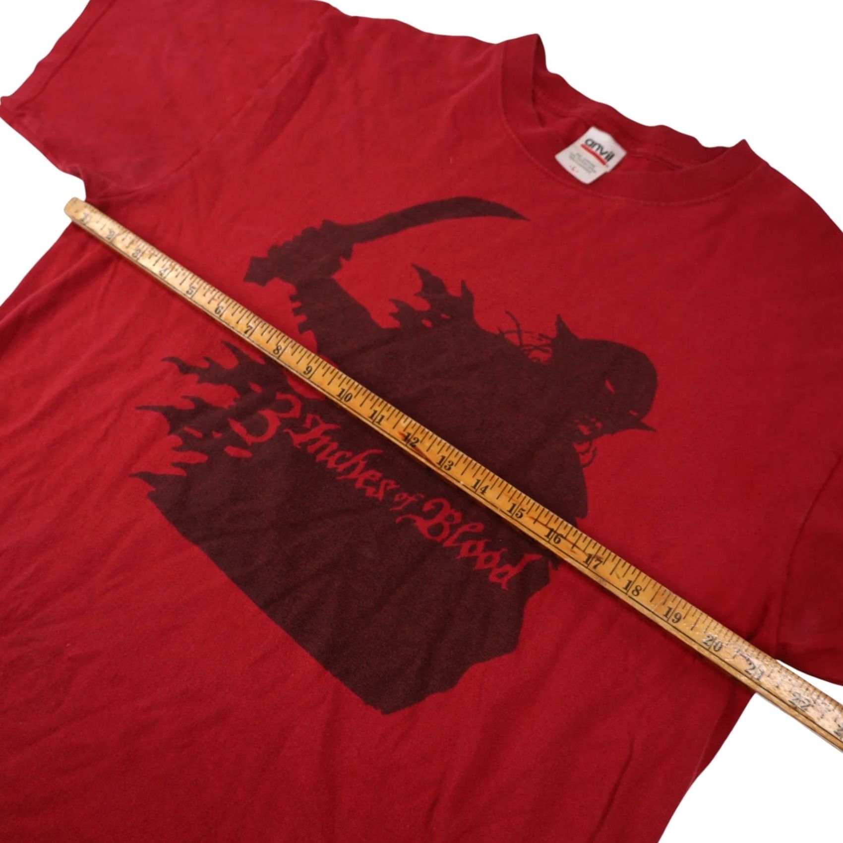 Vintage VINTAGE 3 Inches of Blood Graphic Band Tee Mens Large Red Shirt Mens L Graphic Band Tee Red 90s Concert Merch Mens Size US L / EU 52-54 / 3 - 6 Thumbnail