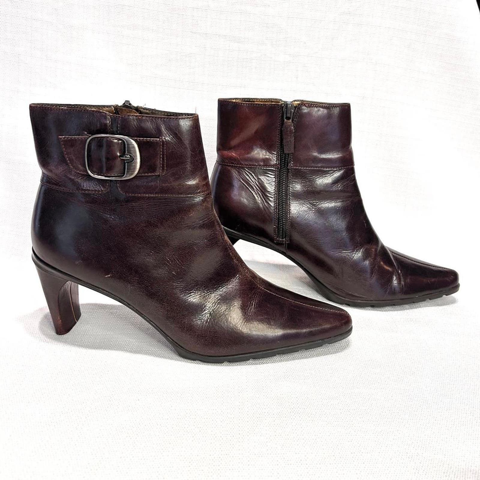 ME TOO Y2K Brown Leather Women's Brown Ankle Boots Size 8.5