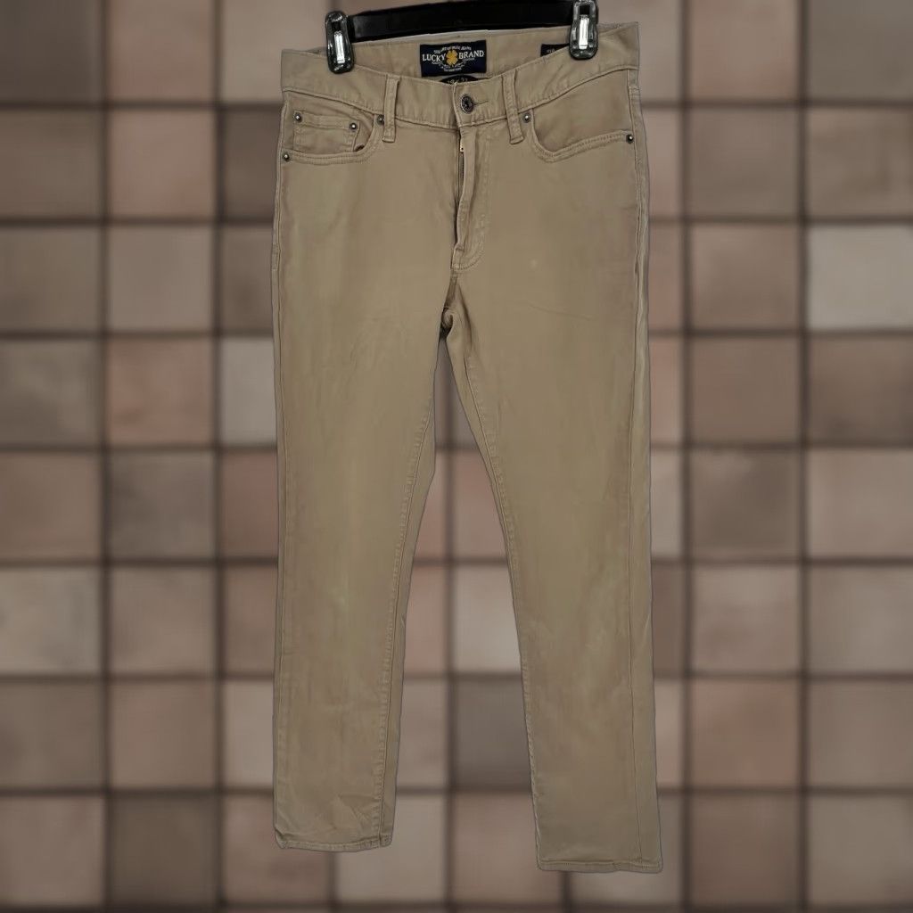 Lucky Brand Lucky Brand Jeans Mens 410 Athletic Fit 29x32 Tan Zip 5-Pocket Design Straight Inseam 31 Beige Cotton Blend Size US 30 / EU 46 - 1 Thumbnail