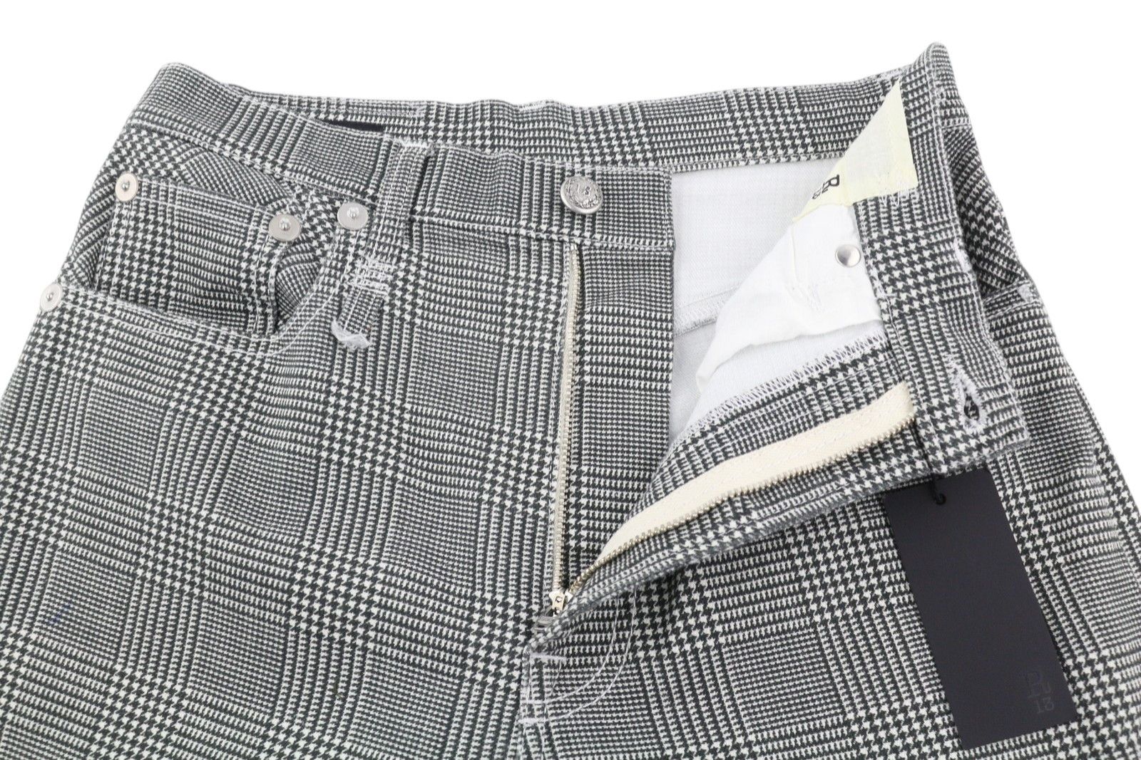 R13 JANE 27 Printed Glen Plaid Straight Flared Stretch 85826 Size 27" / US 4 / IT 40 - 5 Thumbnail