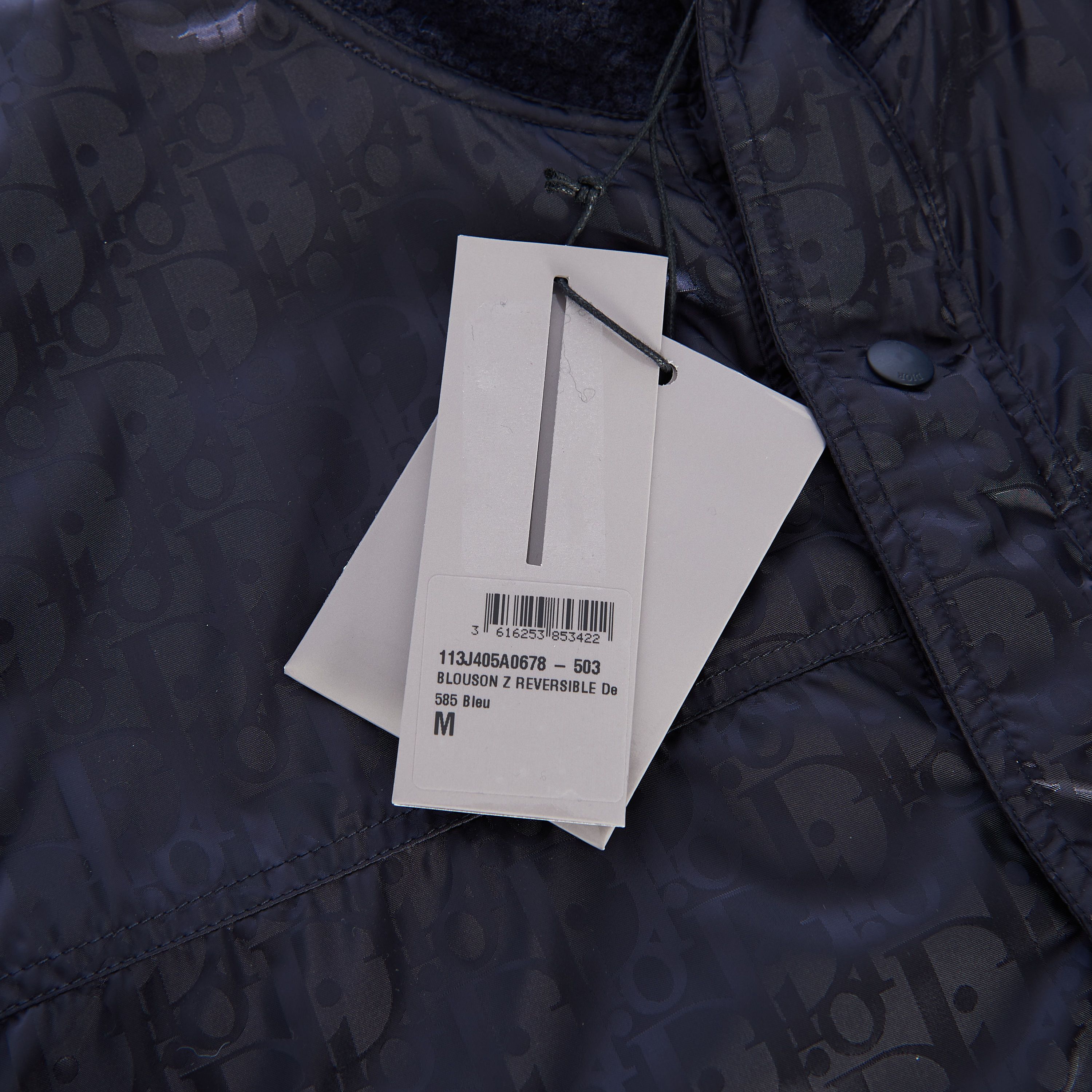 Reversible Dior Oblique Blouson In Navy Blue Wool Fleece