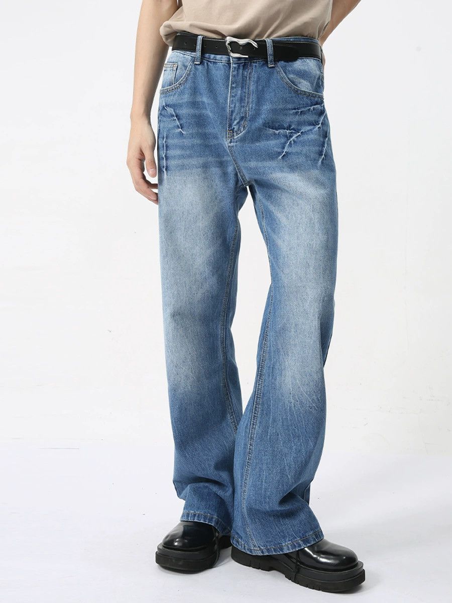 Jean American high street lightning cracked flared washed jeans Size US 32 / EU 48 - 1 Thumbnail
