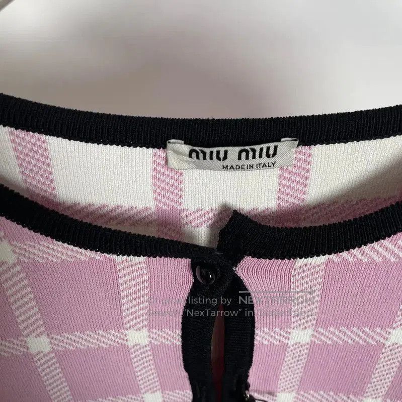Miu Miu Miu Miu Pink Cotton Checked Cardigan . Size M / US 6-8 / IT 42-44 - 4 Thumbnail