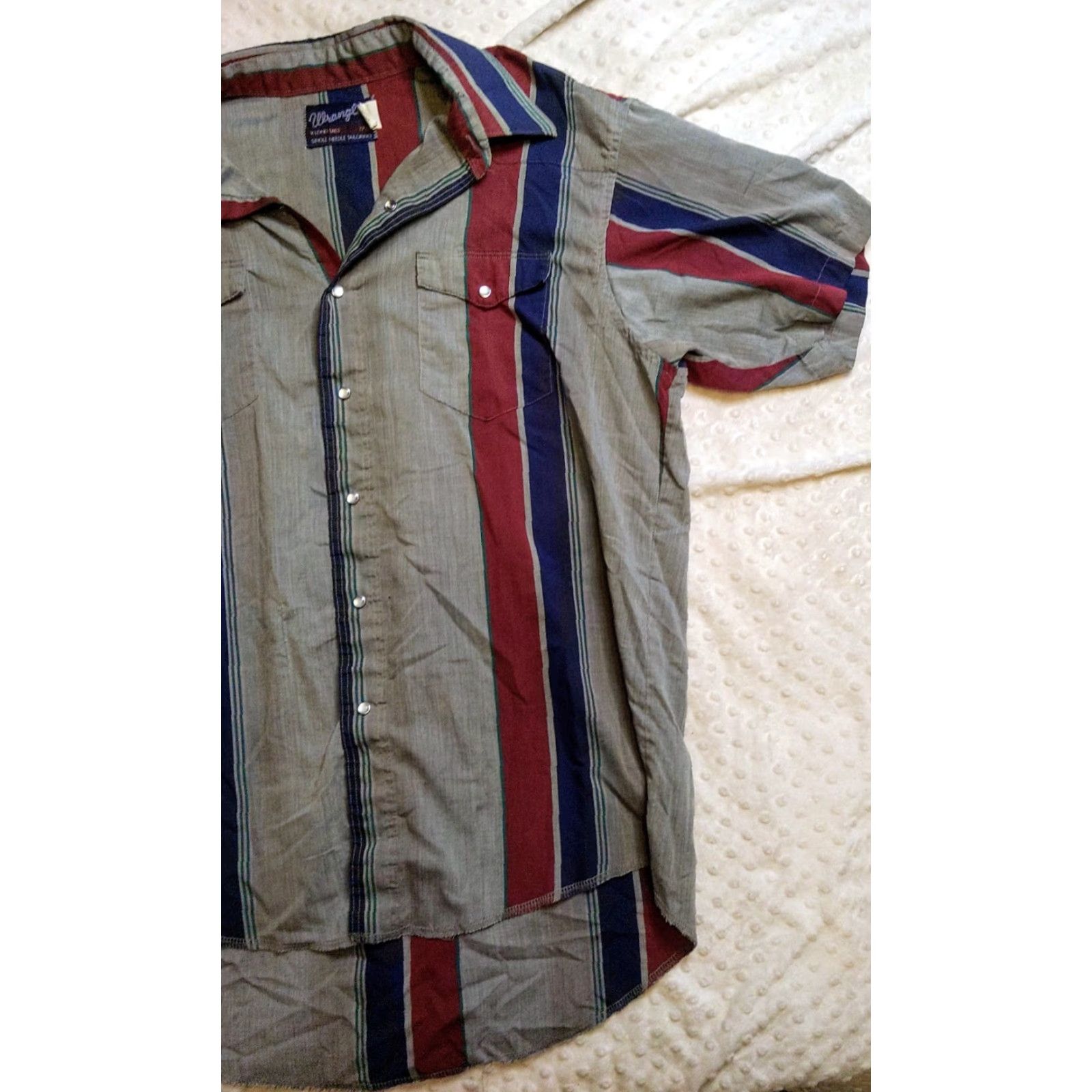 Wrangler VINTAGE Wrangler Shirt Men L Gray Striped Button-Up Western 90s Retro Wool? Size US L / EU 52-54 / 3 - 2 Thumbnail