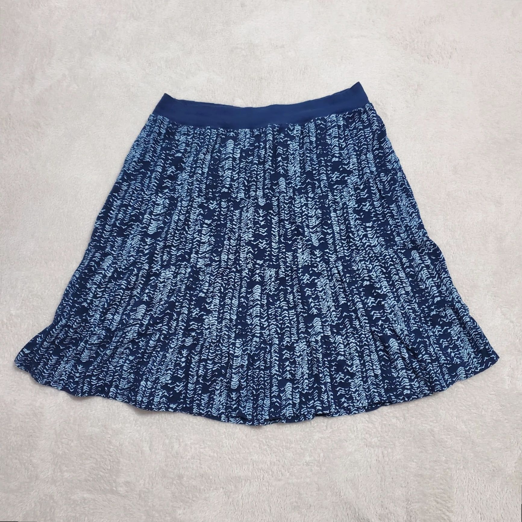 Vintage Fresh Produce Skirt Women XL Blue Print Pull On Lined 100% Cotton Made USA Size 40" / US 18 - 2 Thumbnail