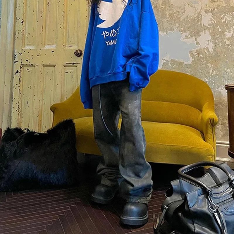 Japanese Brand × Jean × Vintage Faded Mud Dyed Hand-painted Baggy Jeans Size US 35 - 12 Thumbnail