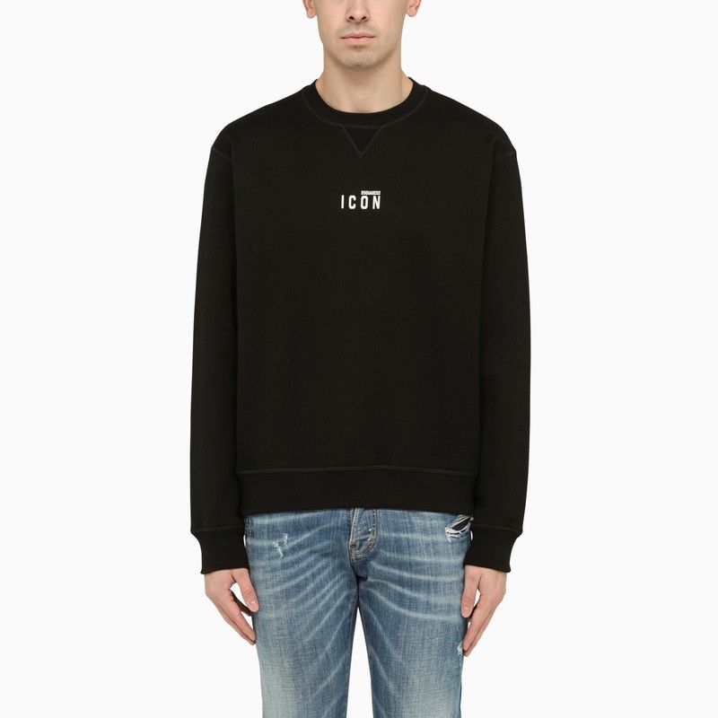 image of Dsquared2 Black Cotton Crewneck Sweatshirt, Men's (Size Medium)
