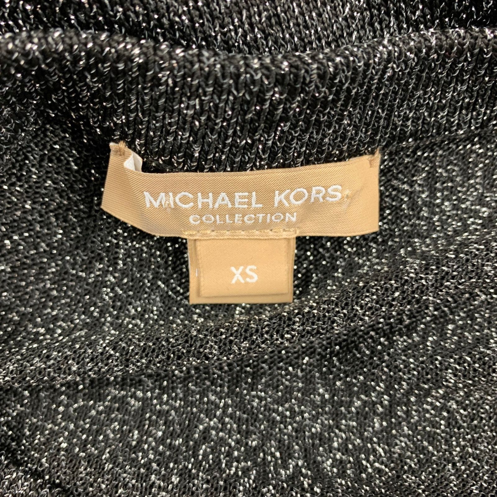 Michael Kors XS Black & Silver Metallic Acetate Blend Crew-Neck Pullover Size US XS / EU 42 / 0 - 6 Thumbnail
