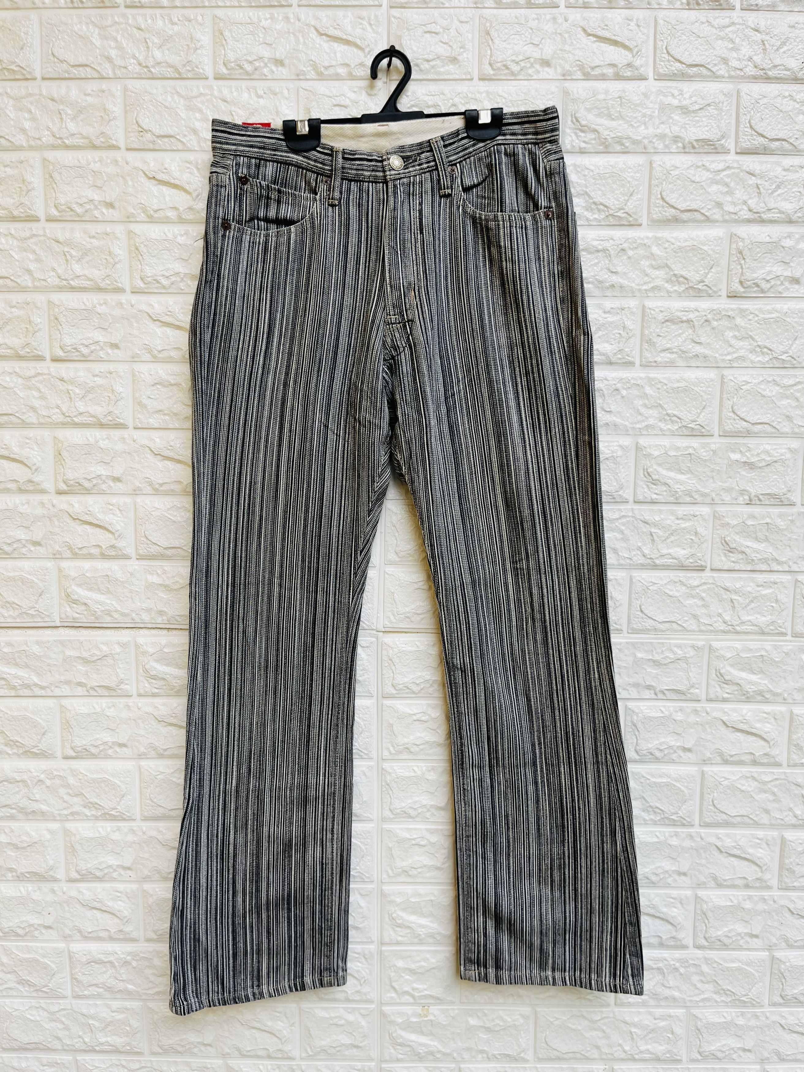 Japanese Brand × Vintage Vintage Blue Way Striped Japanese Designer Fashion Style Size US 29 - 1 Thumbnail