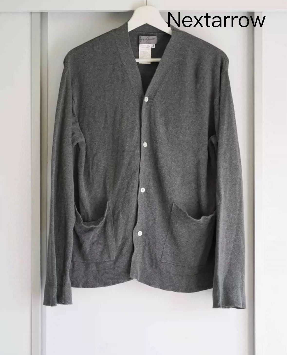 Yohji Yamamoto Yohji Yamamoto 00aw White Button Grey Wool Cardigan Sweater Size US L / EU 52-54 / 3 - 1 Thumbnail