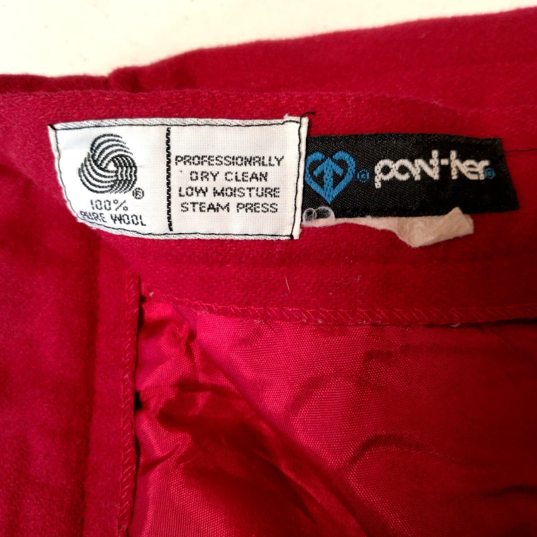 Vintage VINTAGE Pant-her Wool Pencil Skirt Women 26" Waist Red Midi Lined Office Wear Business Classic Size 26" / US 2 / IT 38 - 3 Thumbnail