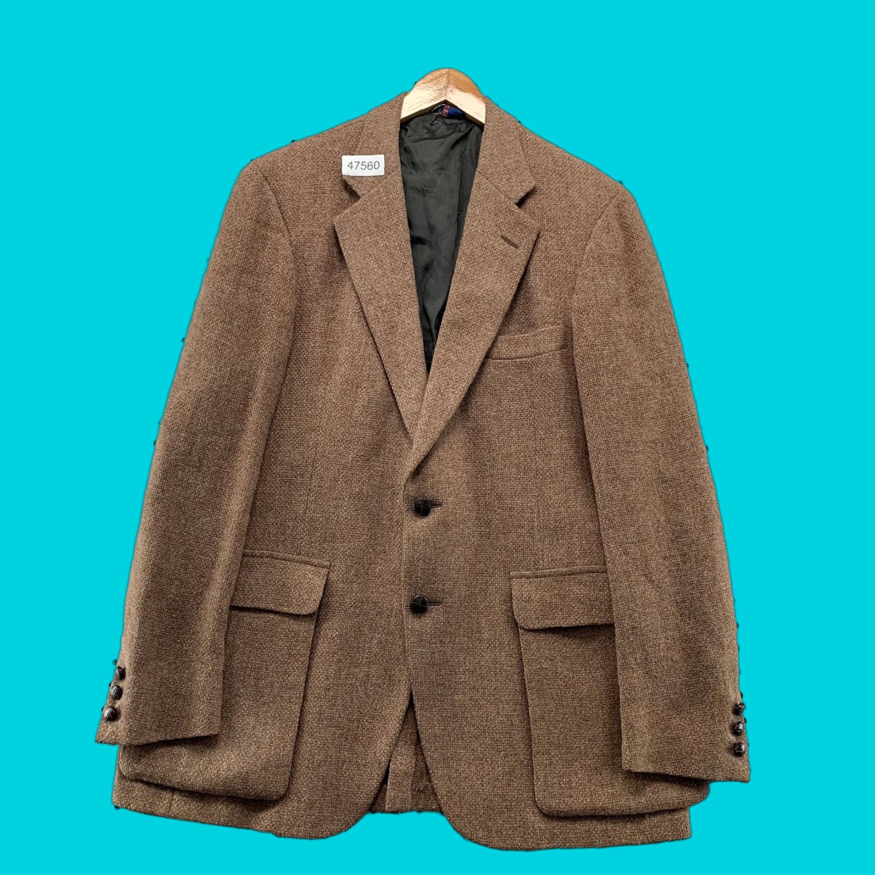 Vintage VINTAGE Baskin Tweed Wool Blazer Mens 40 Brown Business 60s Wool Blazer Two-Button Notch Lapel 2 Piece Regular Length JACKET Size 40R - 1 Thumbnail