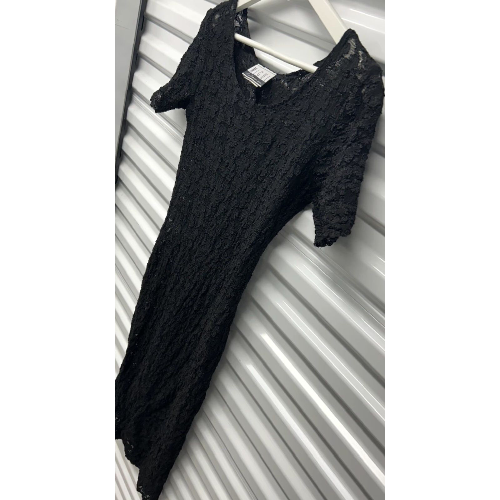 Vintage VINTAGE Michi Collection Iconic Black Floral Lace Evening Dress Womens Sheath Long Sleeve M Black Floral Lace Party Wedding Formal Size M / US 6-8 / IT 42-44 - 3 Thumbnail