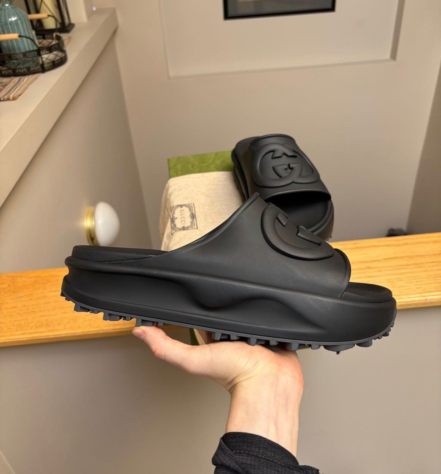 Gucci Gucci Black Retro Interlocking Platform Slides- MSRP $700 Size US 13 / EU 46 - 5 Thumbnail
