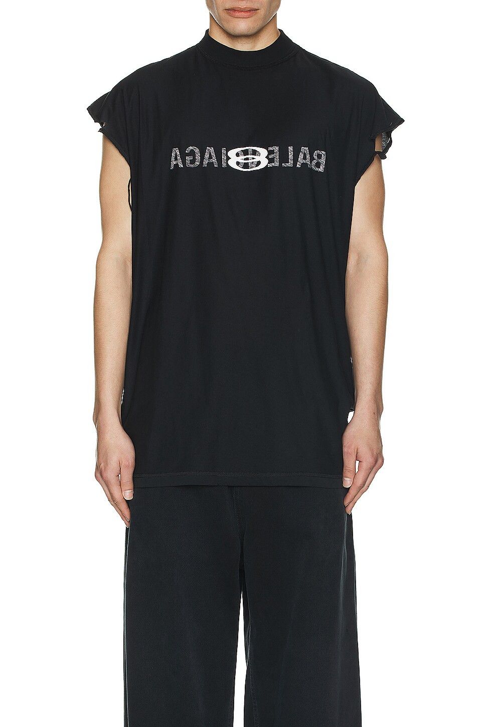 Balenciaga o1tr1nto1025 Inside Out Sleeveless T-Shirt in Faded Black Size US L / EU 52-54 / 3 - 3 Thumbnail