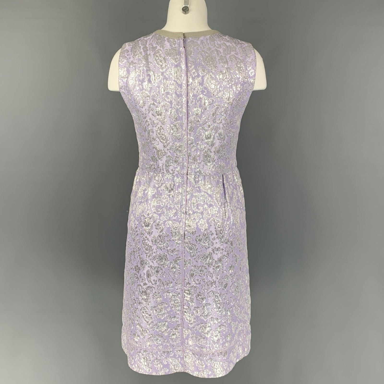 Marc Jacobs Size 6 Lavender & Silver Acetate Blend Jacquard Sheath Dress Size M / US 6-8 / IT 42-44 - 4 Thumbnail