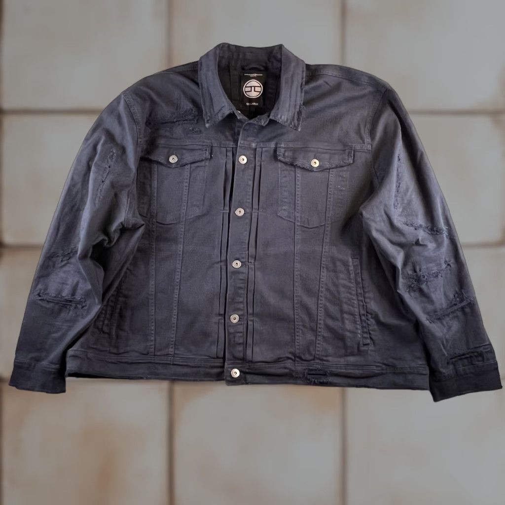 Jordan Craig Jordan Craig Denim Jacket Mens 5XL Navy Dark Wash Distressed Rock City City Blue Denim Jacket Bomber Jacket Mens 5XL Jeans Style Size US XXL / EU 58 / 5 - 1 Thumbnail