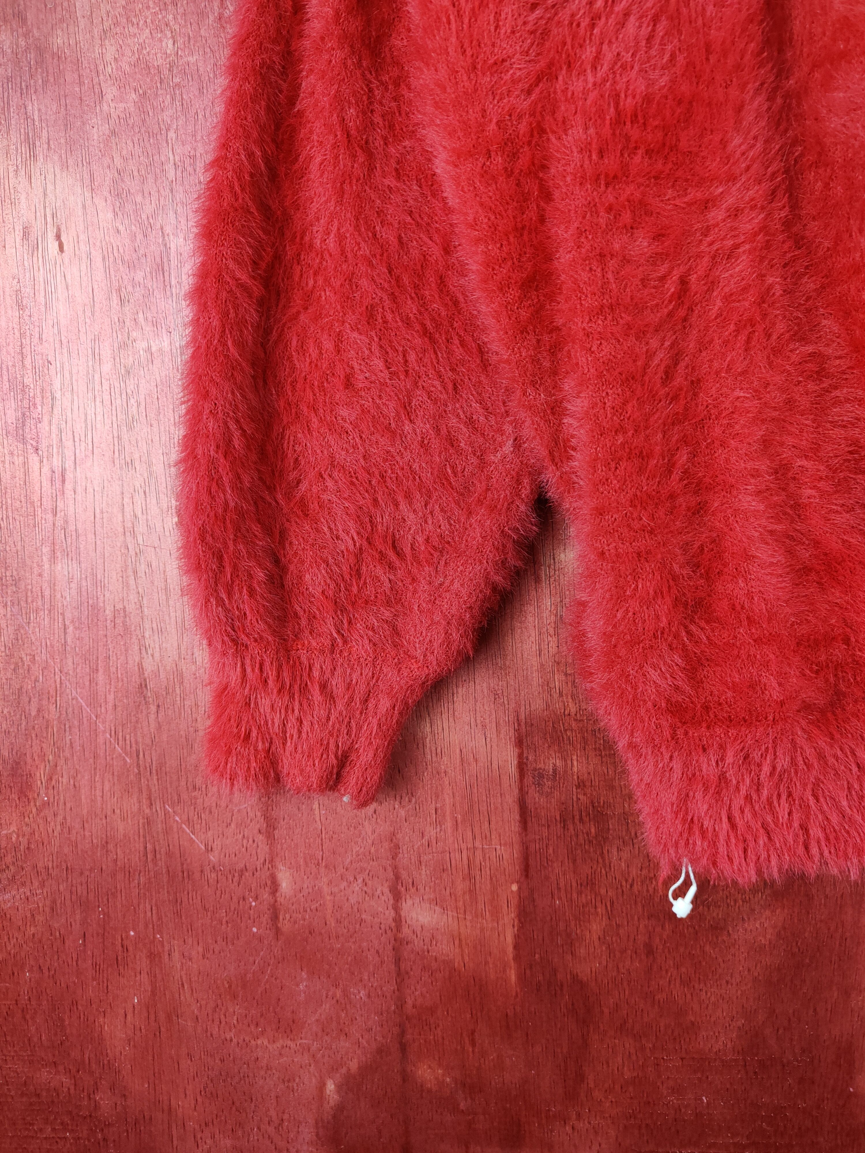Homespun Knitwear K Red Shag Shaggy Fur Mohair Knitwear #S2192 Size M / US 6-8 / IT 42-44 - 4 Thumbnail