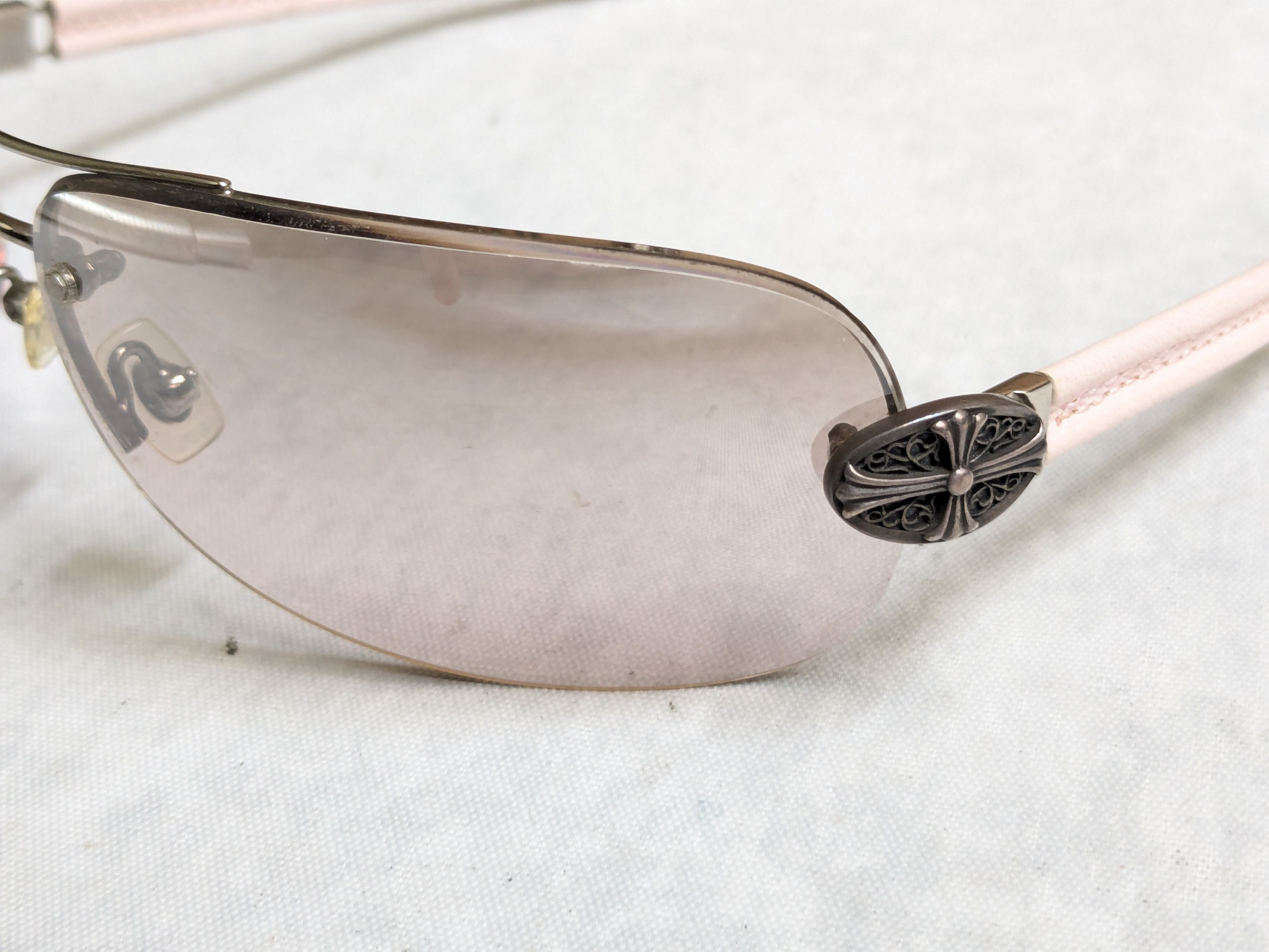 Chrome Hearts Chrome Hearts Classic Oval Sunglasses Pink Leather Sterling Size ONE SIZE - 2 Thumbnail