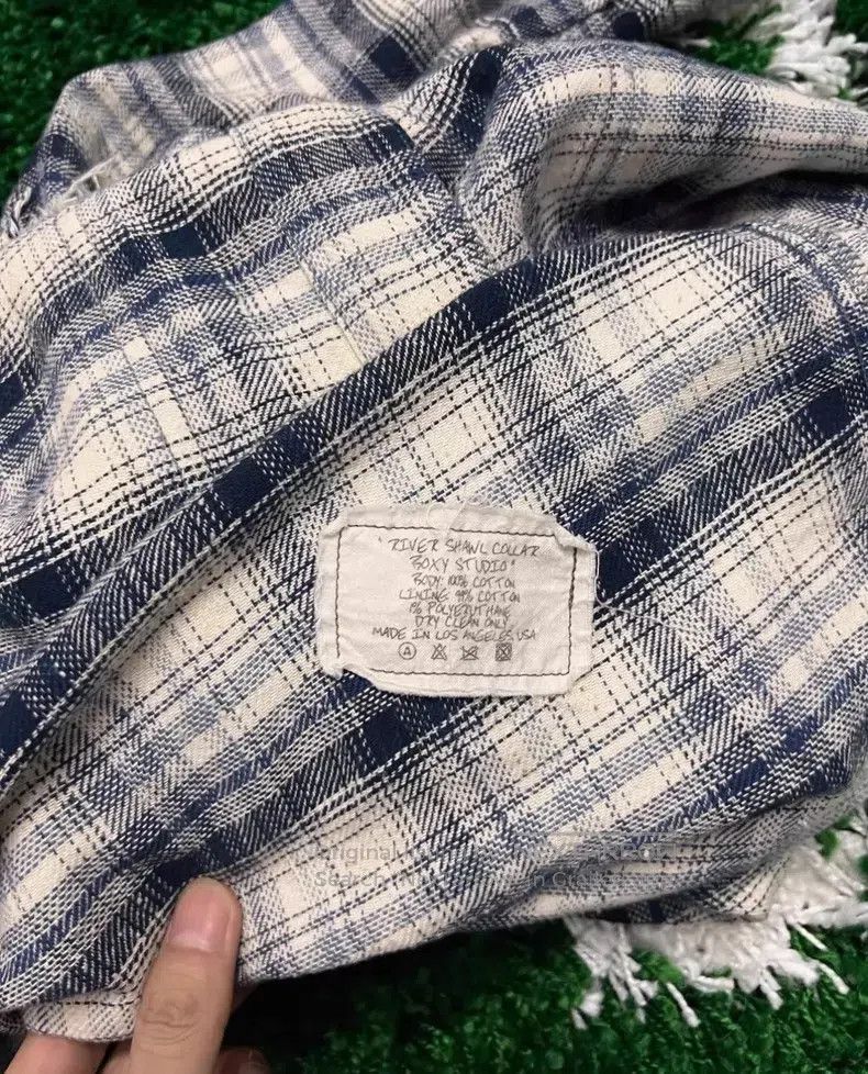 Greg Lauren Greg Lauren Blue and White Plaid Shirt Size US XL / EU 56 / 4 - 4 Thumbnail