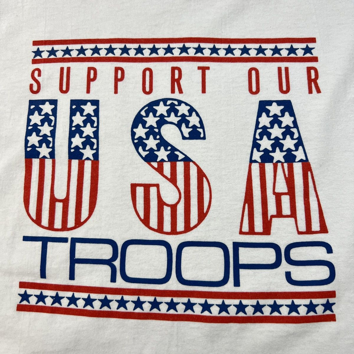 Hanes 1990s Vintage Single Stitch USA SUPPORT OUR TROOPS Tee Shirt Size US M / EU 48-50 / 2 - 7 Thumbnail