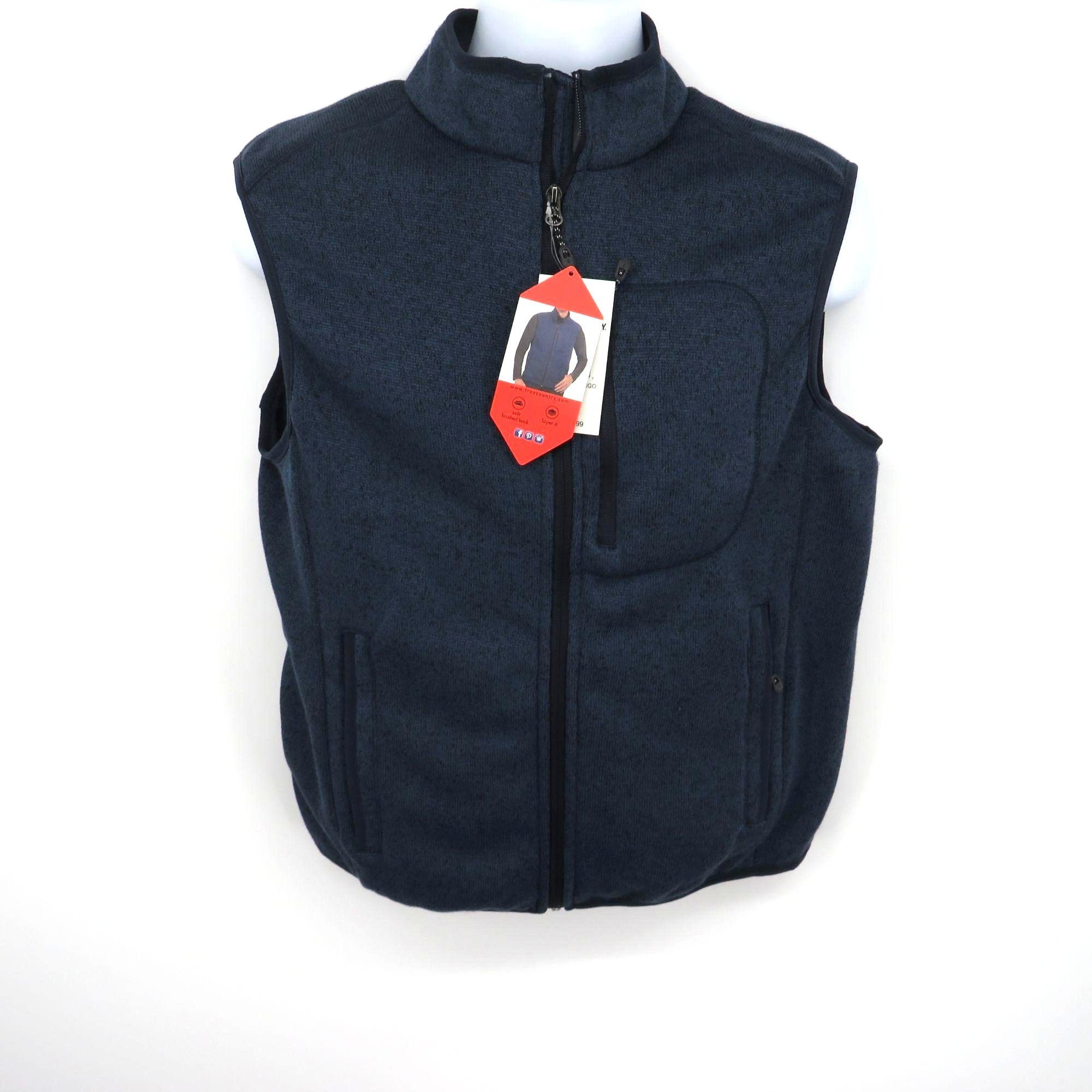 Free Country Free Country Mens Small Navy Full-Zip Fleece Vest With Pocke Size US S / EU 44-46 / 1 - 1 Thumbnail