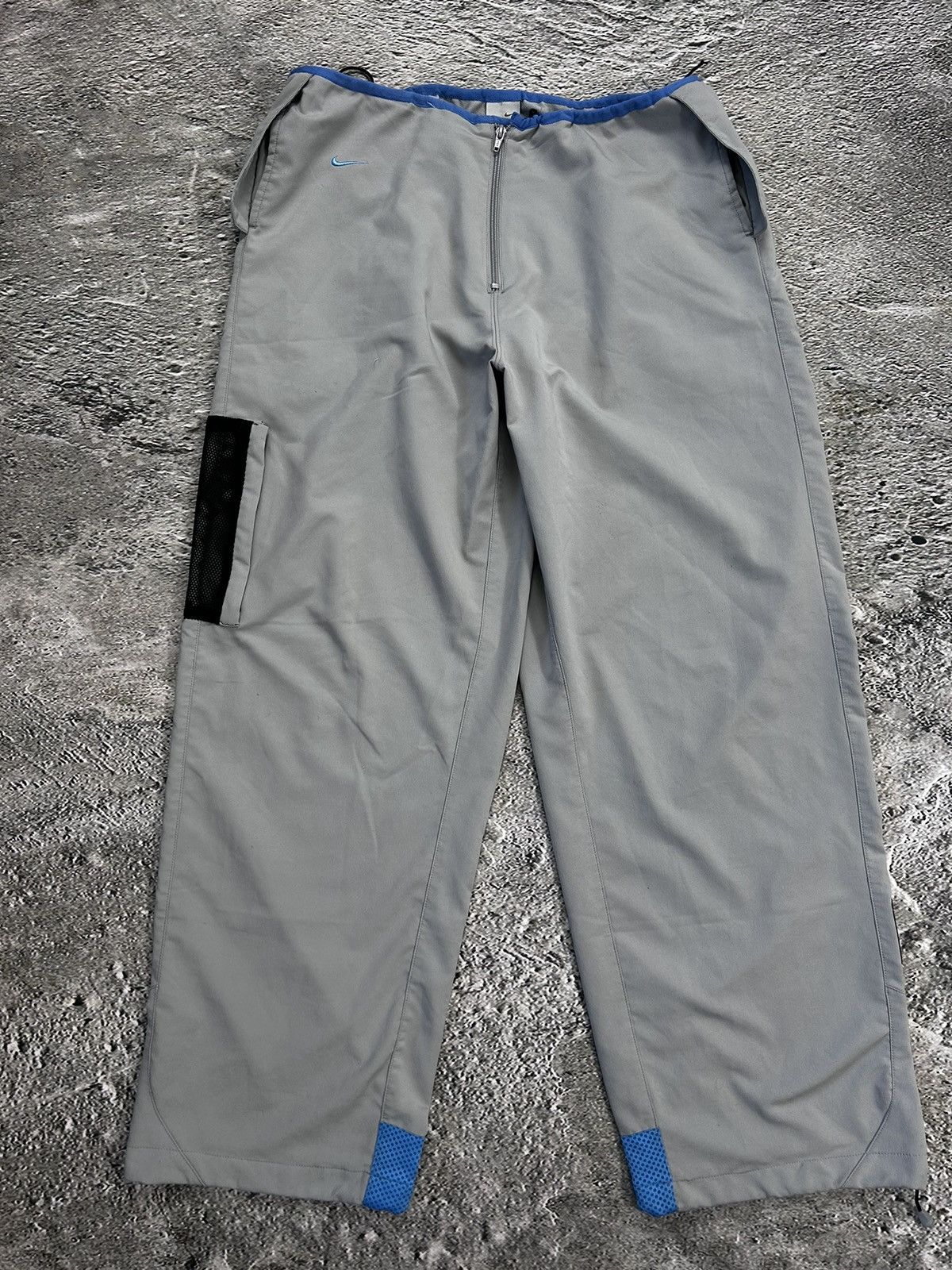 Nike × Vintage Nike vintage nylon track pants grey blue drill parachute y2k Size US 32 / EU 48 - 1 Thumbnail