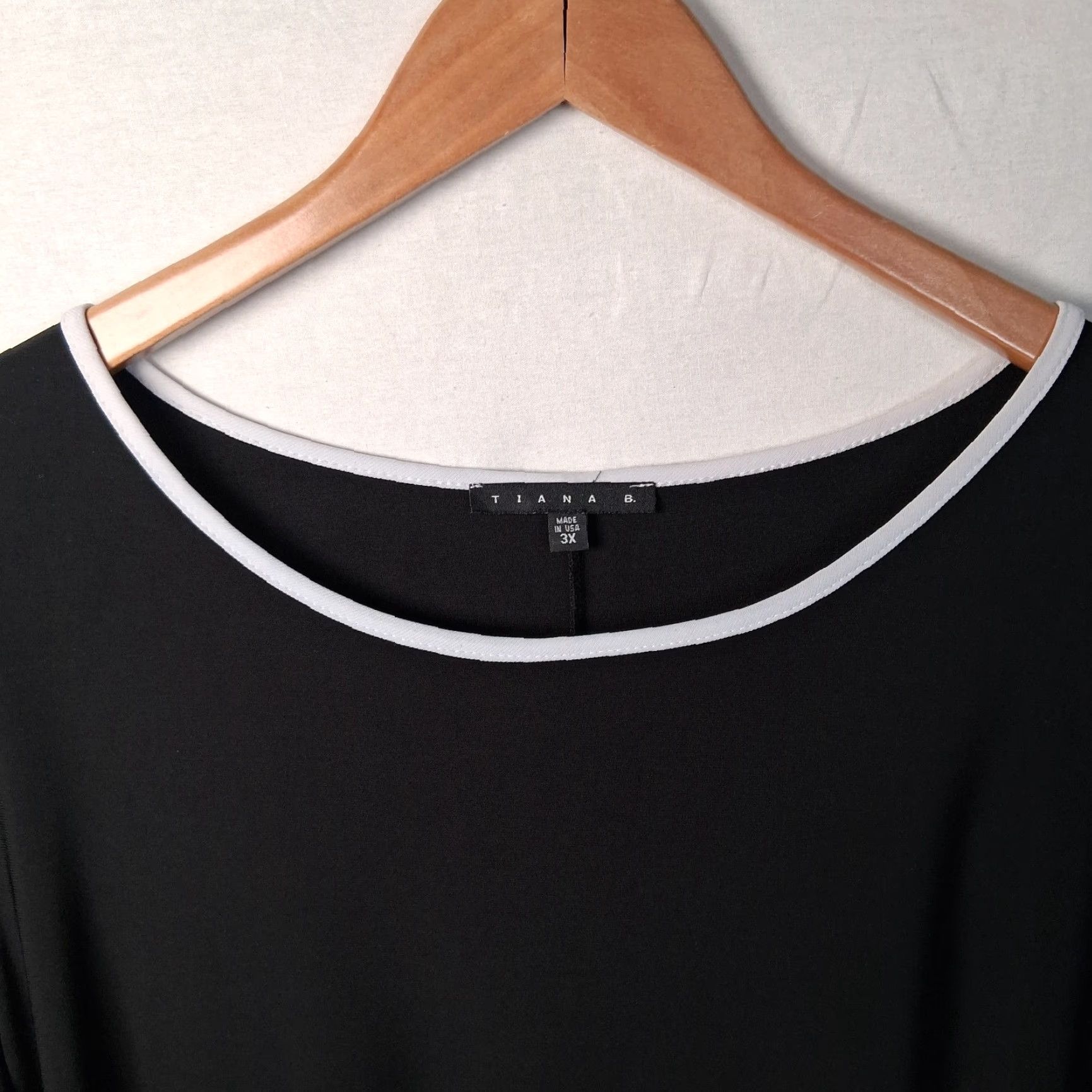 Vintage Tiana B Dress Plus Size Black Knee Length A-Line 3X Women's Stretch Polyester Solid Classic Party Office Wear Size XXL / US 16-18 / IT 52-54 - 4 Thumbnail