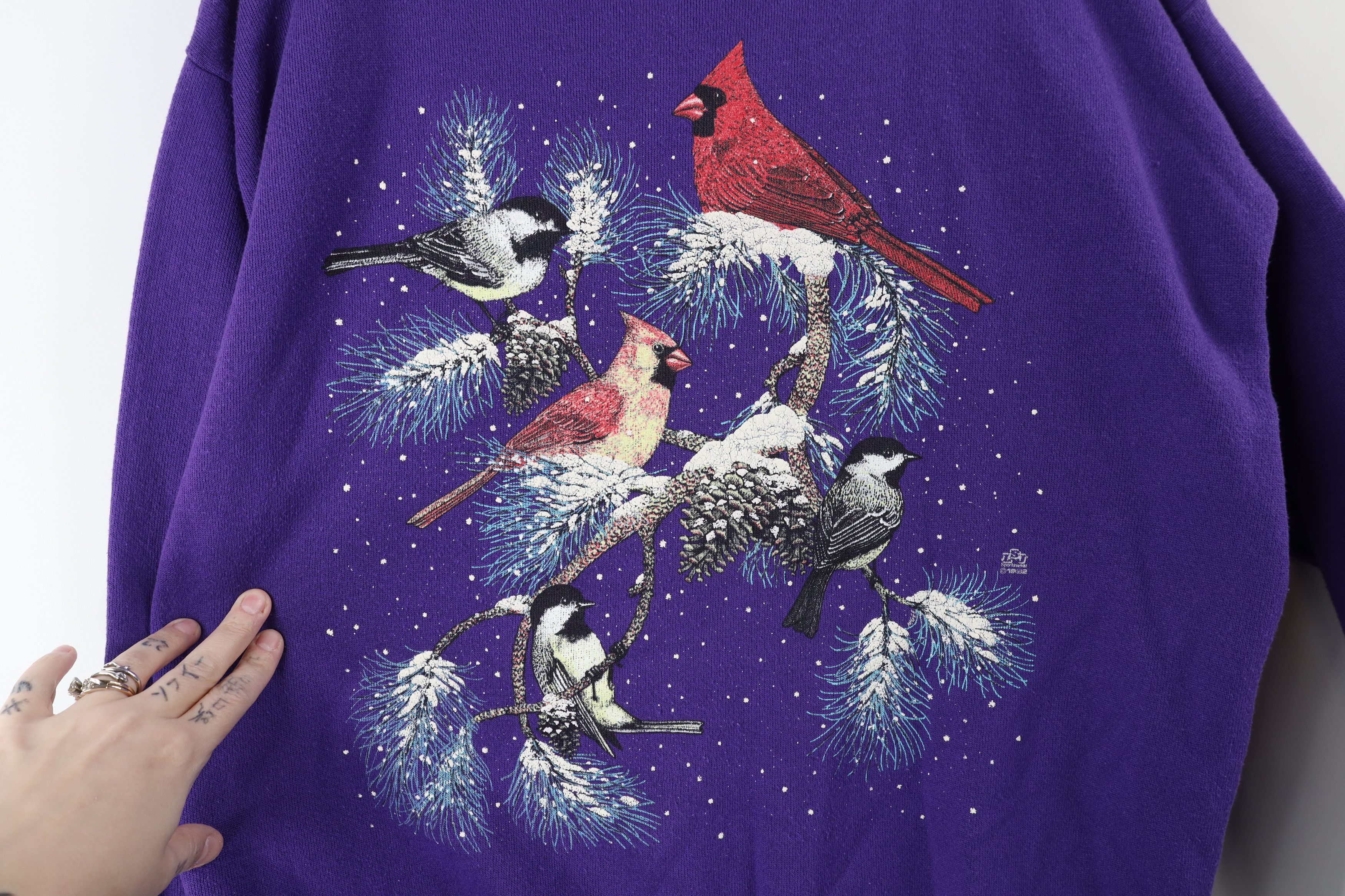 Vintage Vintage 90s Streetwear Snow Birds Sweatshirt Purple USA Size L / US 10 / IT 46 - 4 Thumbnail